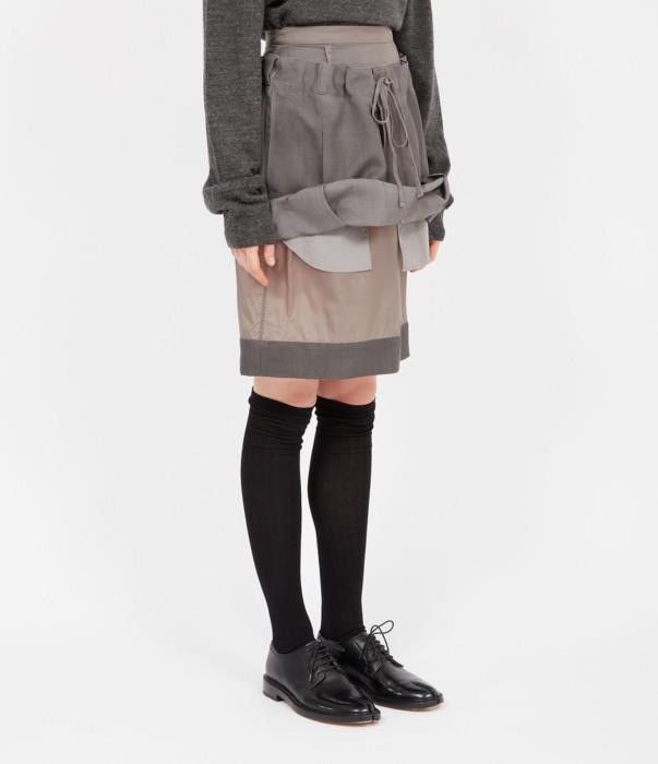 Maison Margiela o1bcso1str0526 Layered Mohair-Wool Skirt in Grey Size 26" / US 2 / IT 38 - 2 Thumbnail
