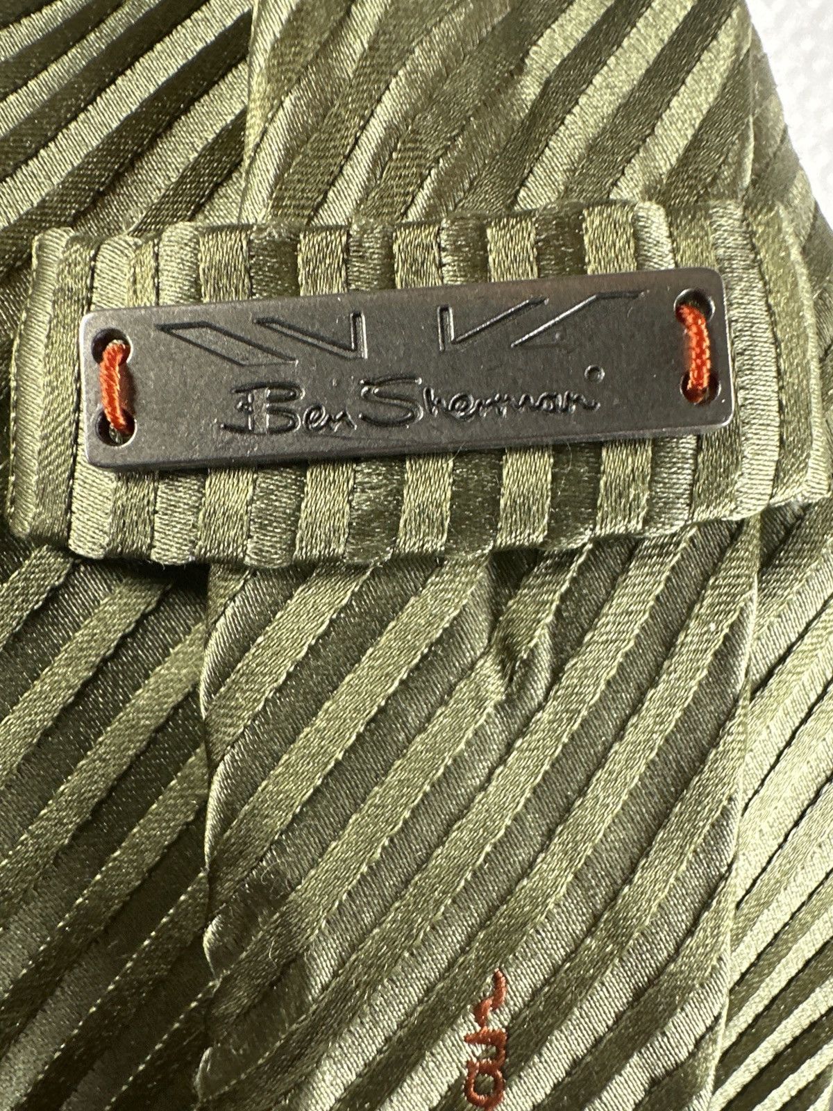Ben Sherman Ben Sherman green striped silk tie Size ONE SIZE - 3 Thumbnail