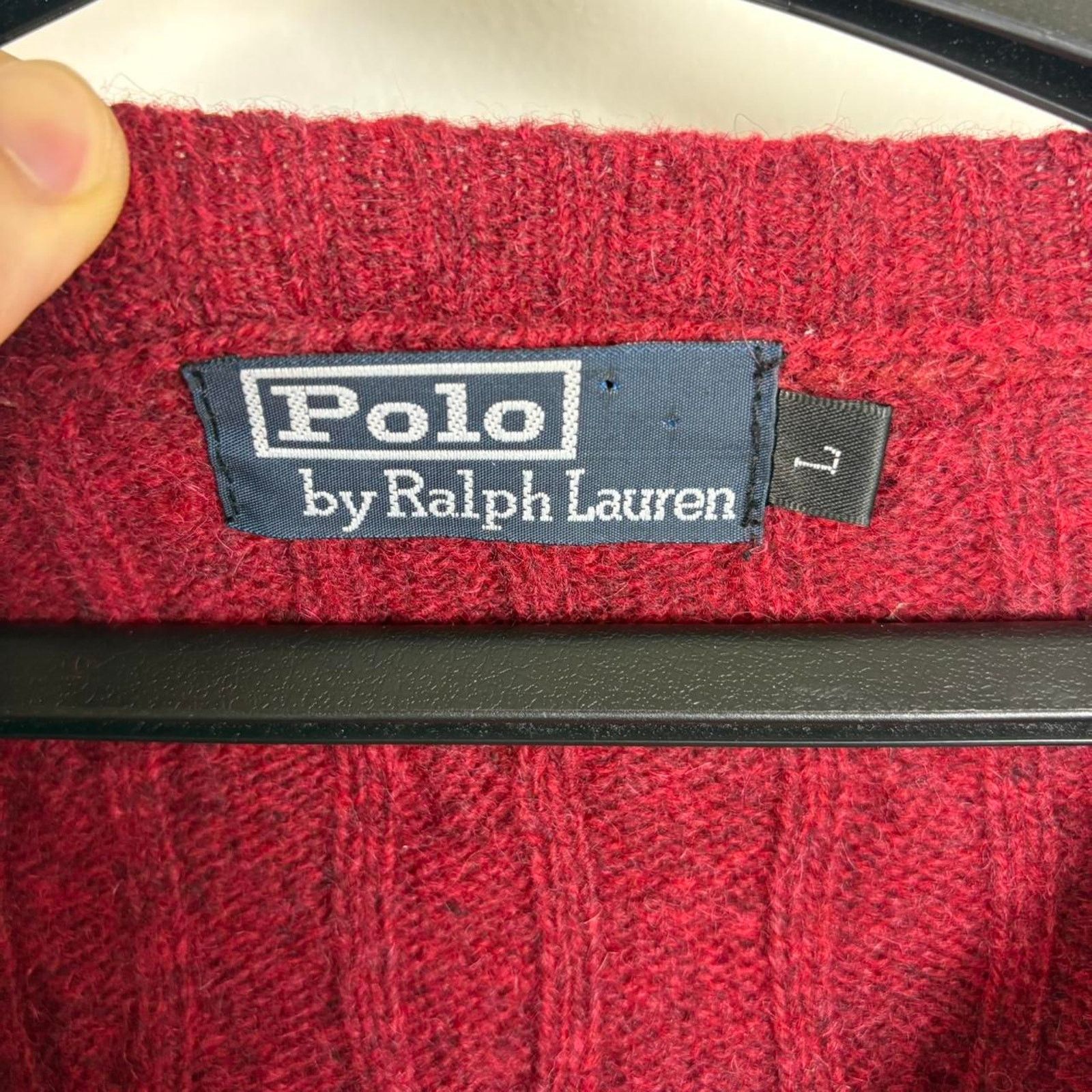 Polo Ralph Lauren Polo ralph lauren vintage burgundy cable knit wool sweater Size US L / EU 52-54 / 3 - 4 Thumbnail