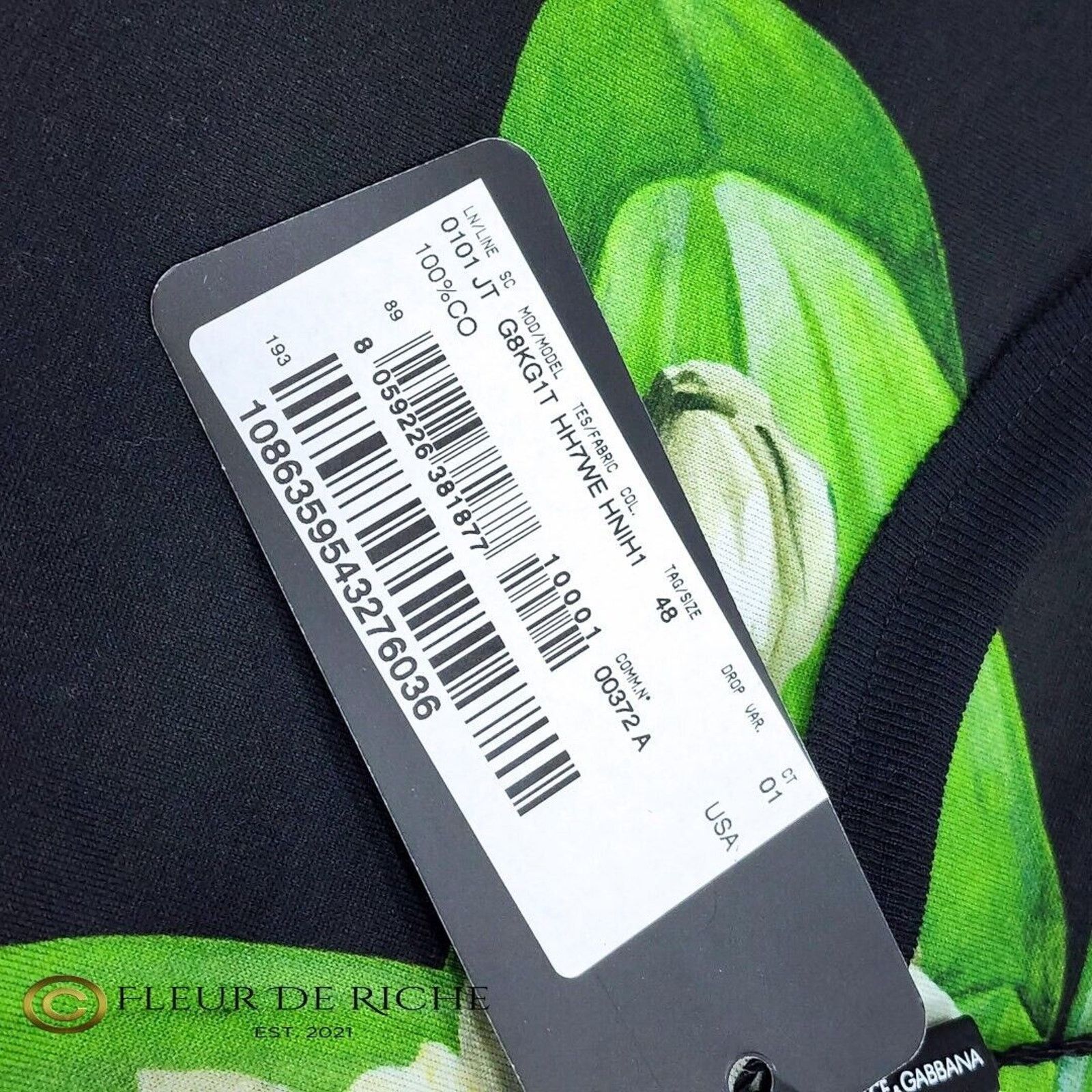 Dolce & Gabbana Dolce & Gabbana Elegant Orchid Print Crewneck T-shirt Black Size US M / EU 48-50 / 2 - 8 Thumbnail