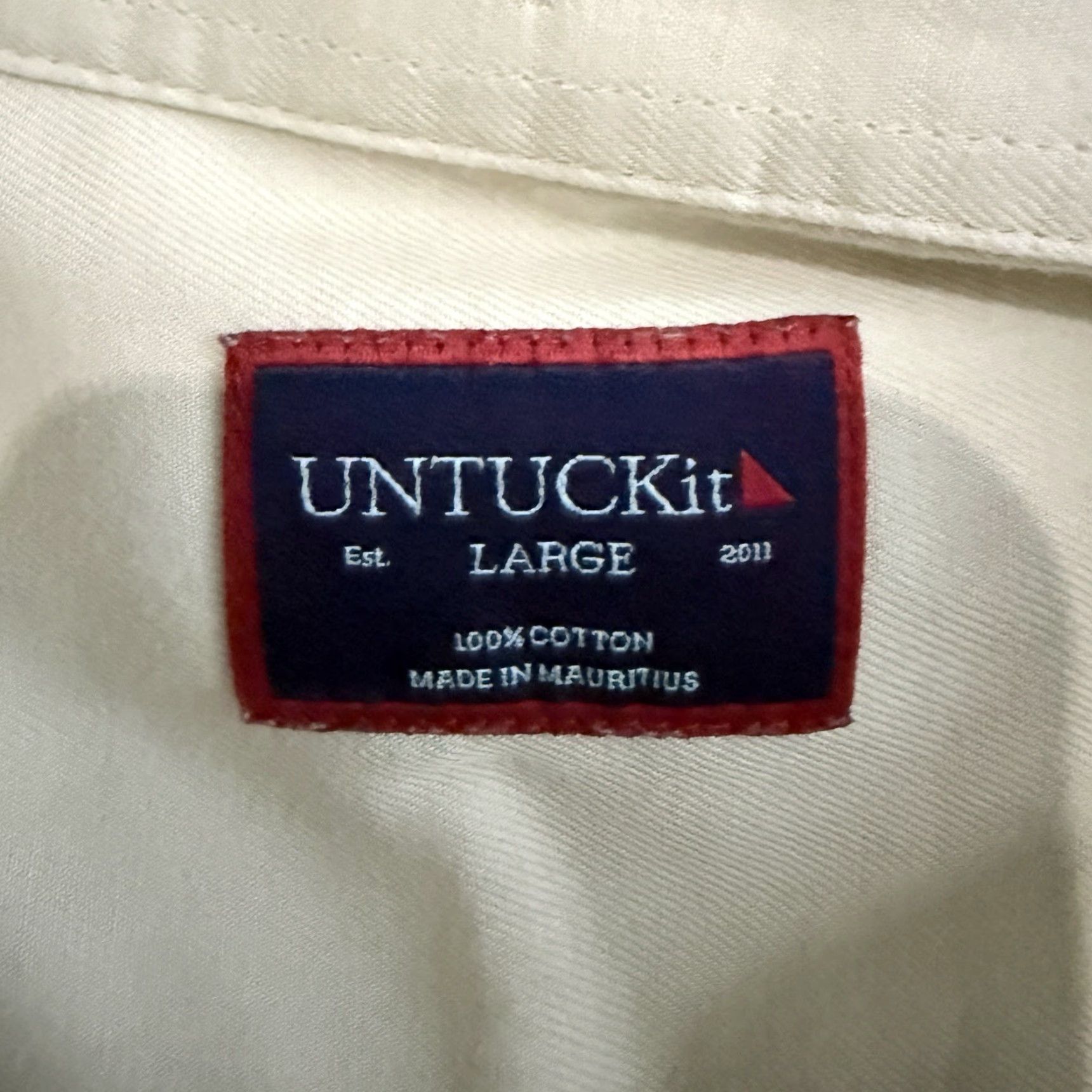 UNTUCKit UNTUCKit Shirt Mens 100% Cotton Beige Short Sleeve Button-Down Size L Regular Size US 33 - 4 Thumbnail