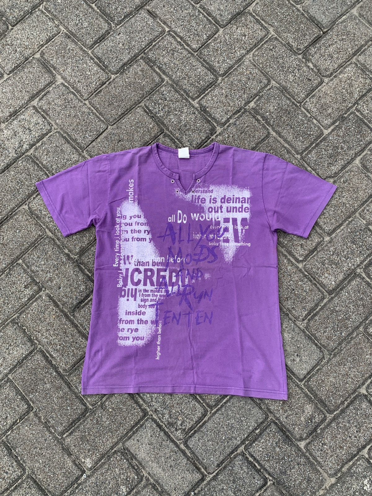 Japanese Brand Y2k Bongsin laceup poem shirt Size US L / EU 52-54 / 3 - 1 Thumbnail