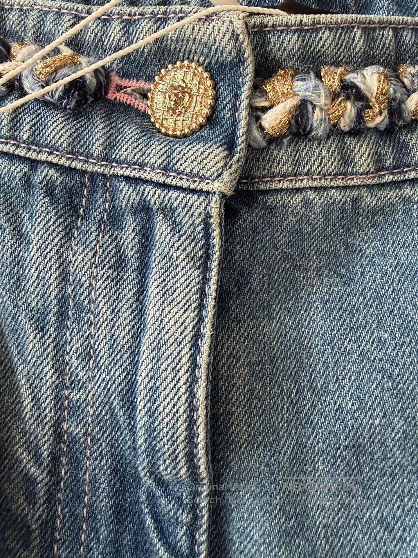 Chanel 25A Wide-Leg Denim Jeans.