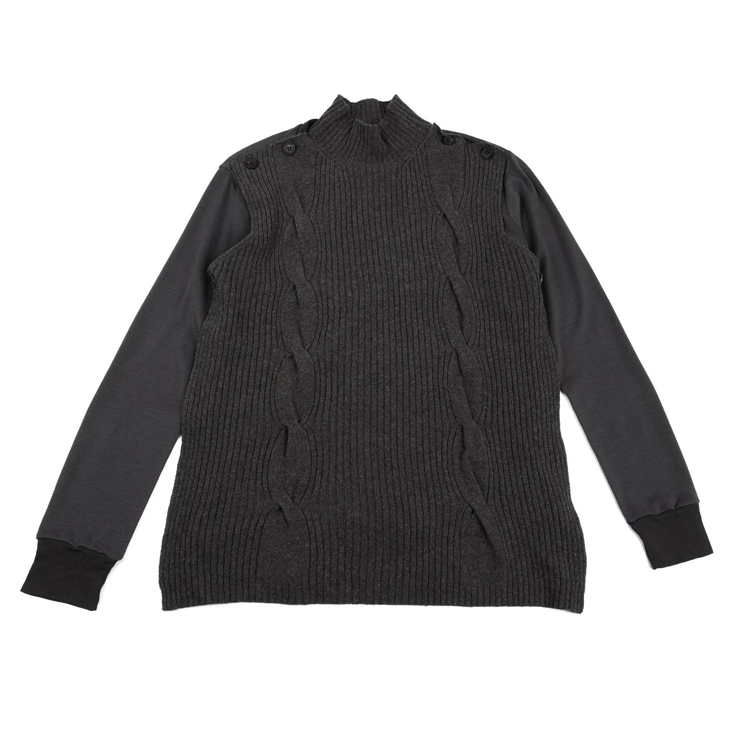 Yohji Yamamoto Yohji Yamamoto Cable Knit Wool Top Mocha M Size US M / EU 48-50 / 2 - 1 Thumbnail