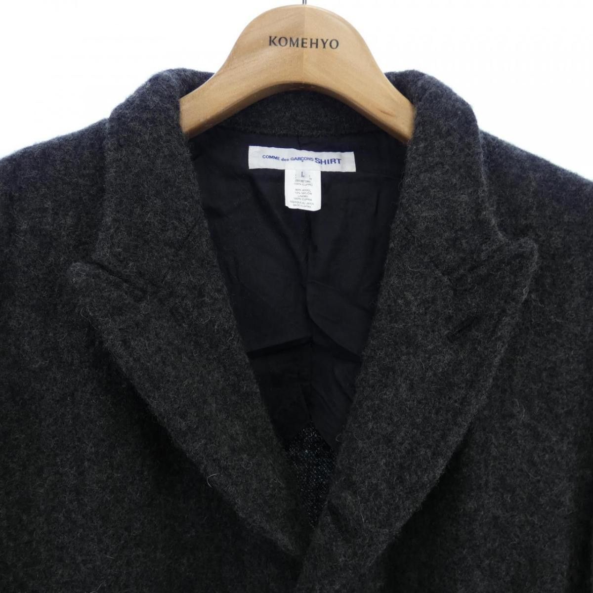 Comme des Garcons SHIRT Jacket Wool Button Up Patch Pocket Plain Grayish Khaki Size US L / EU 52-54 / 3 - 3 Thumbnail