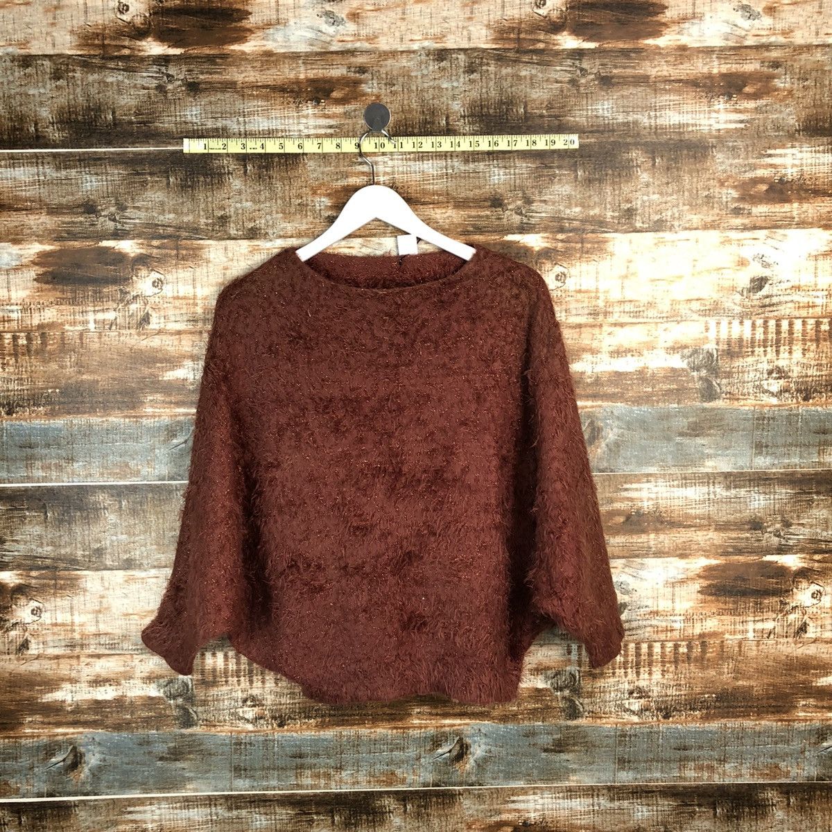 Homespun Knitwear × Japanese Brand Pimky Brown Cloaks fur mohair shaggy Knitwear #A1724 Size US M / EU 48-50 / 2 - 1 Thumbnail