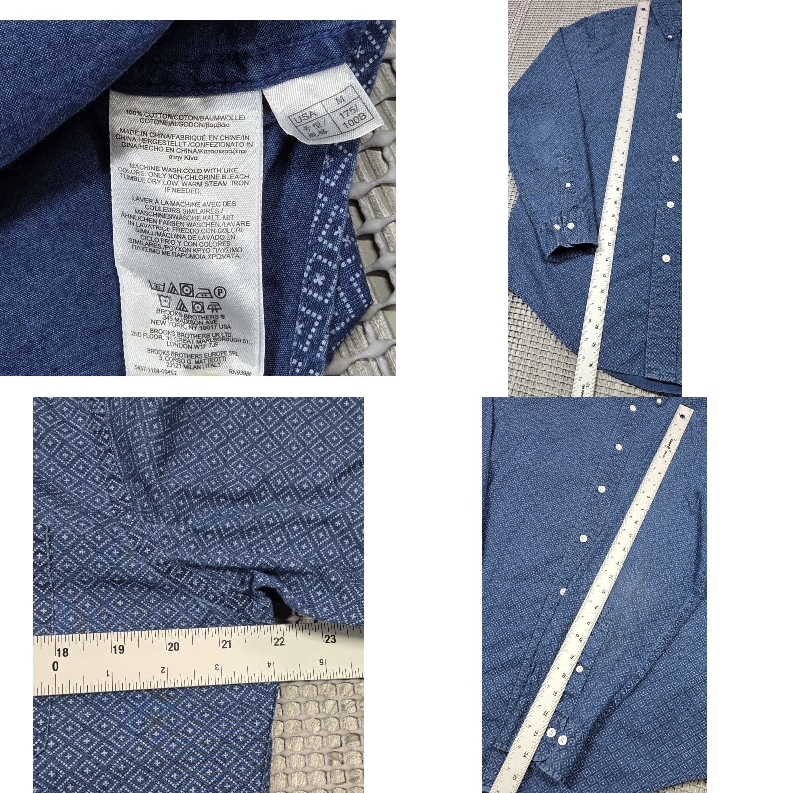 Brooks Brothers Brooks Brothers Shirt Regent Diamond Print Chambray Long Sleeve M Blue Men Size US M / EU 48-50 / 2 - 8 Thumbnail