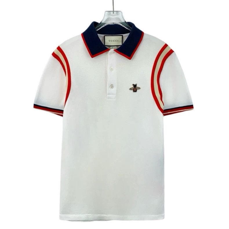 Gucci Gucci White Bee Embroidered Cotton Polo Shirt - dmc Size US S / EU 44-46 / 1 - 1 Thumbnail