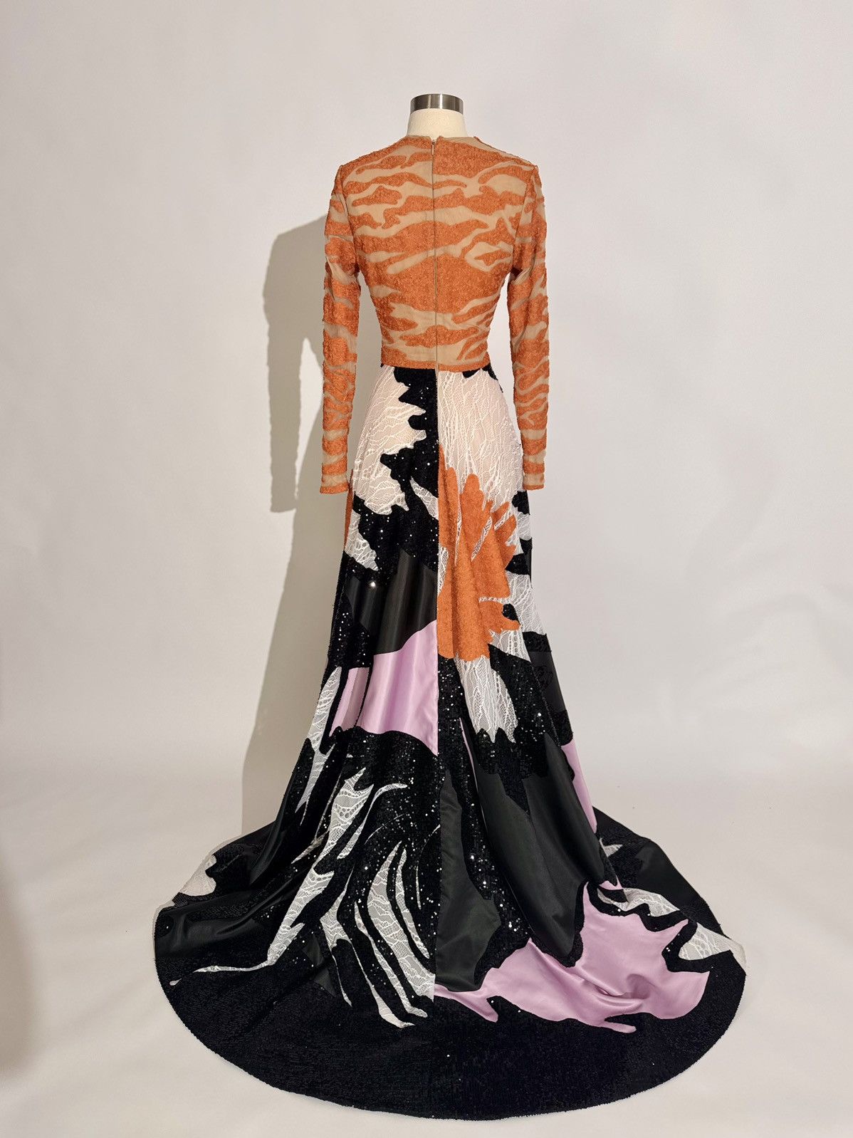 Other Brand New US 8 Jean Fares Couture Multi Fabric Maxi Gown Size M / US 6-8 / IT 42-44 - 7 Thumbnail