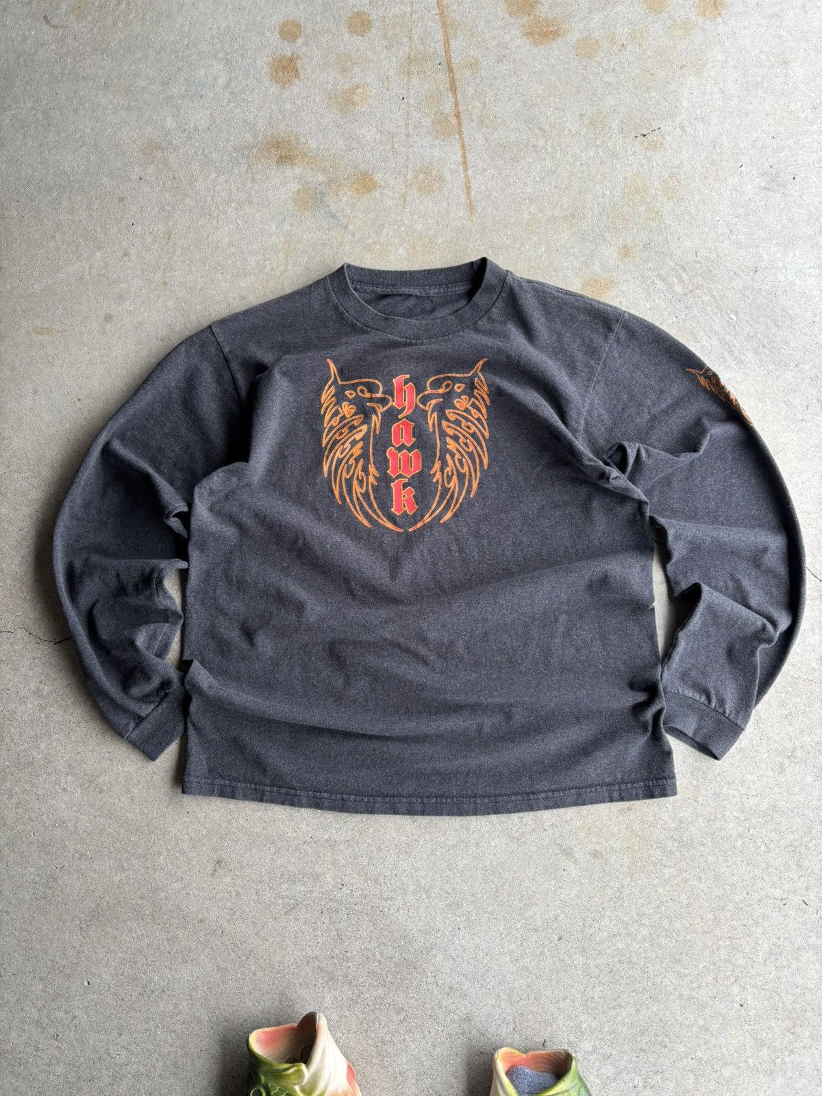 Tony Hawk × Vintage Crazy 90s Tony Hawk Boxy Skater Flame Eagle Lomgsleeve Size US M / EU 48-50 / 2 - 1 Thumbnail