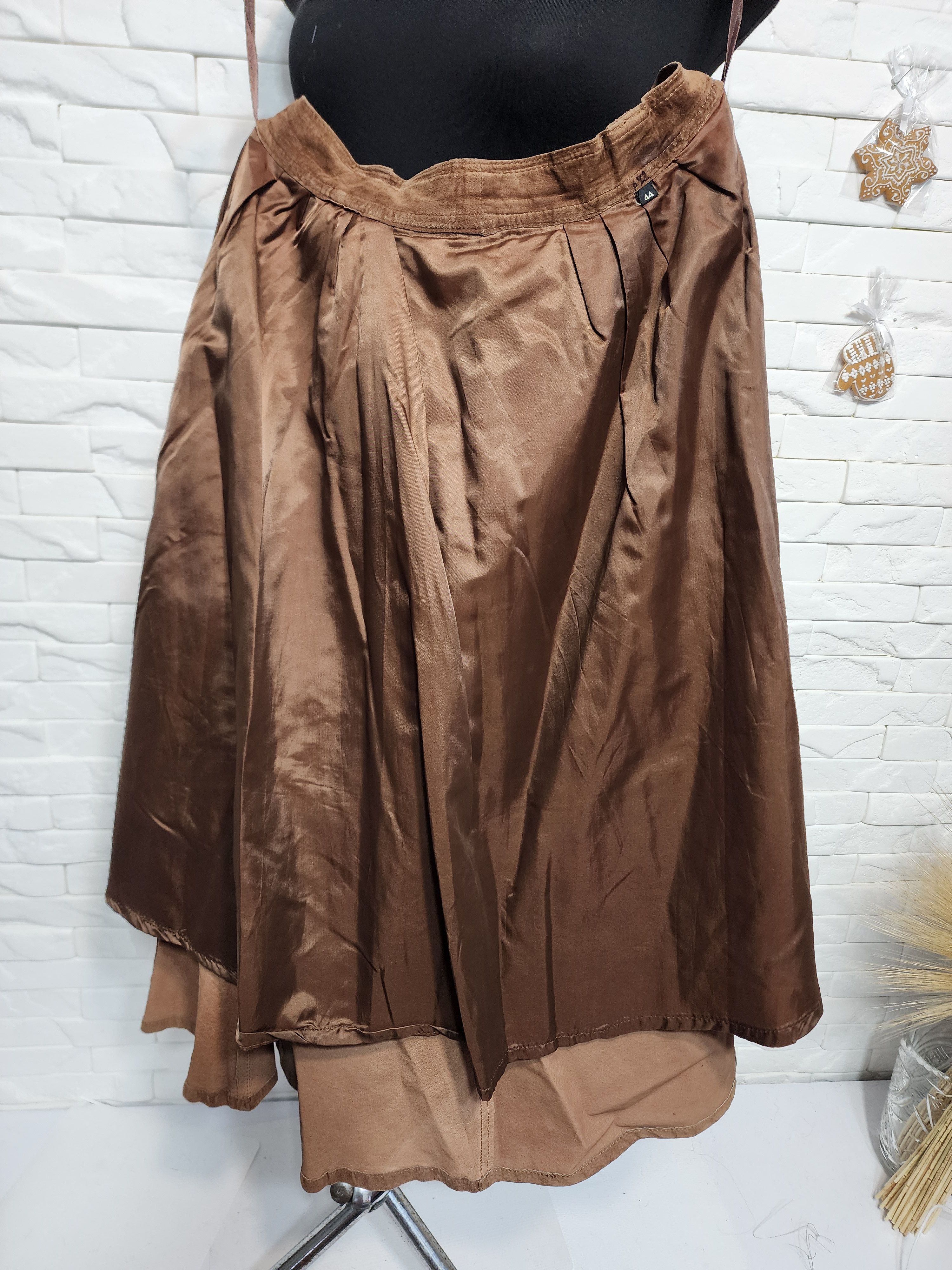 Other Brown Flared Leather Skirt with Pockets. Size 32" / US 10 / IT 46 - 10 Thumbnail