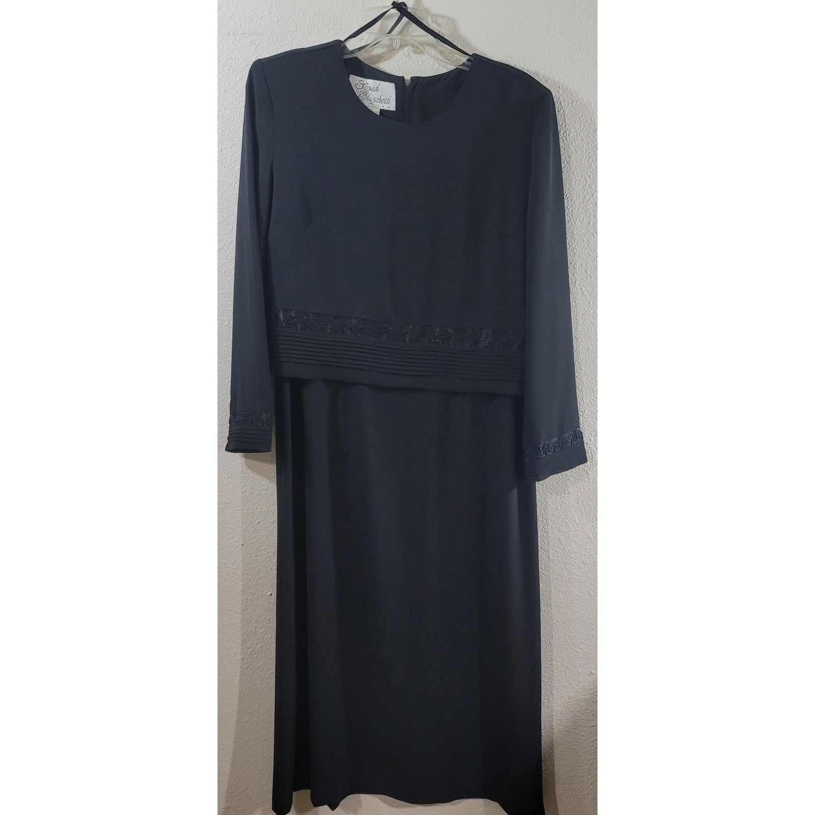 Other VTG Sarah Elizabeth Black Formal Dress 12P Pleat Lace Insert Size XL / US 12-14 / IT 48-50 - 8 Thumbnail