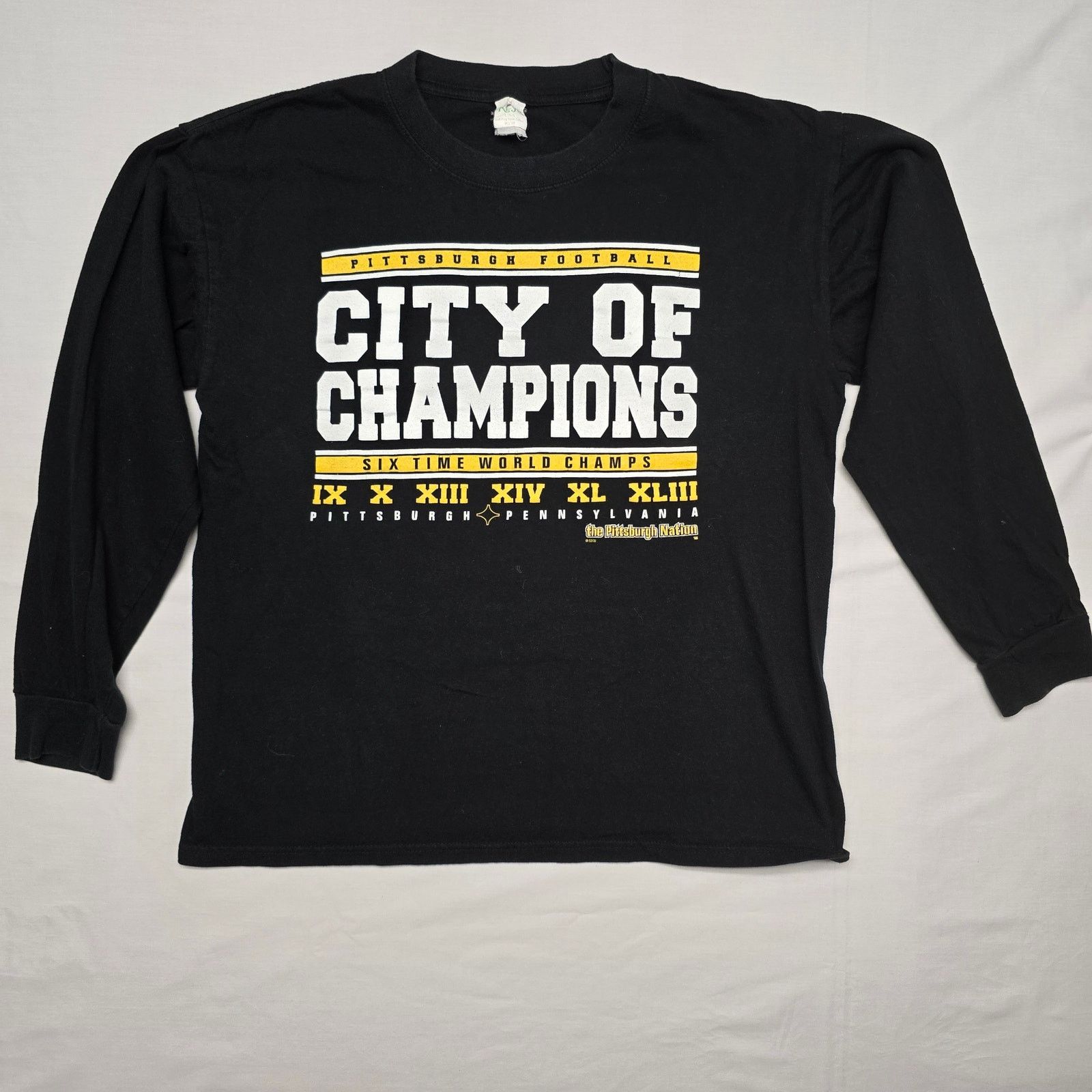 Vintage Pittsburgh Steelers 6X World Champs L Black Football Tee Size US L / EU 52-54 / 3 - 1 Thumbnail