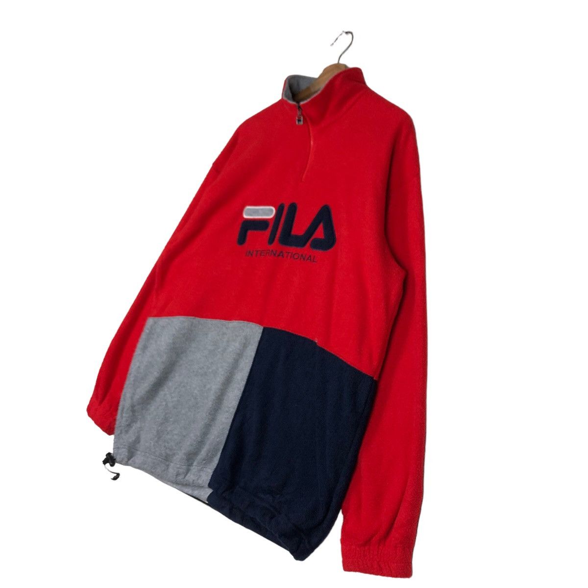Japanese Brand 🔥Vtg Anorak Jacket Fleece Fila International Big Spell Out Size US XL / EU 56 / 4 - 2 Thumbnail
