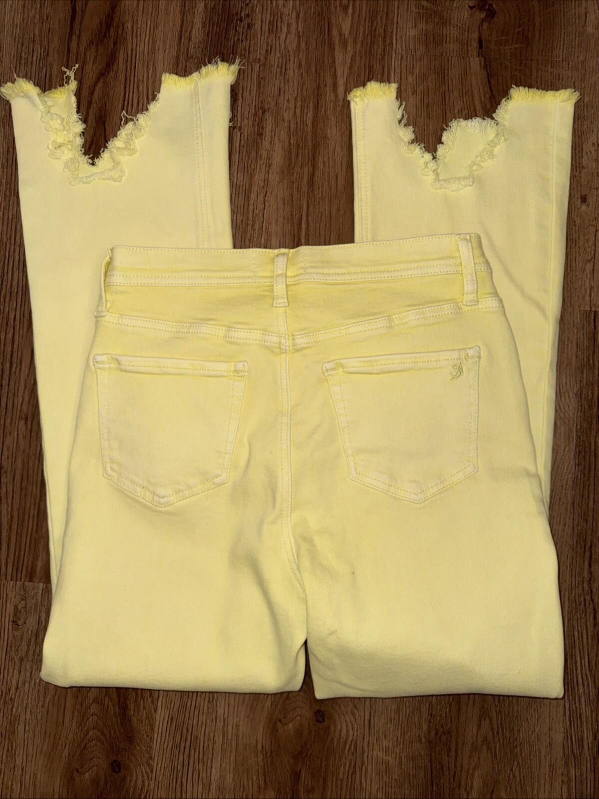 Other Saige Denim Jeans Sz 7/28 Yellow Boot Distressed Hem Stretch Size 28" / US 6 / IT 42 - 4 Thumbnail