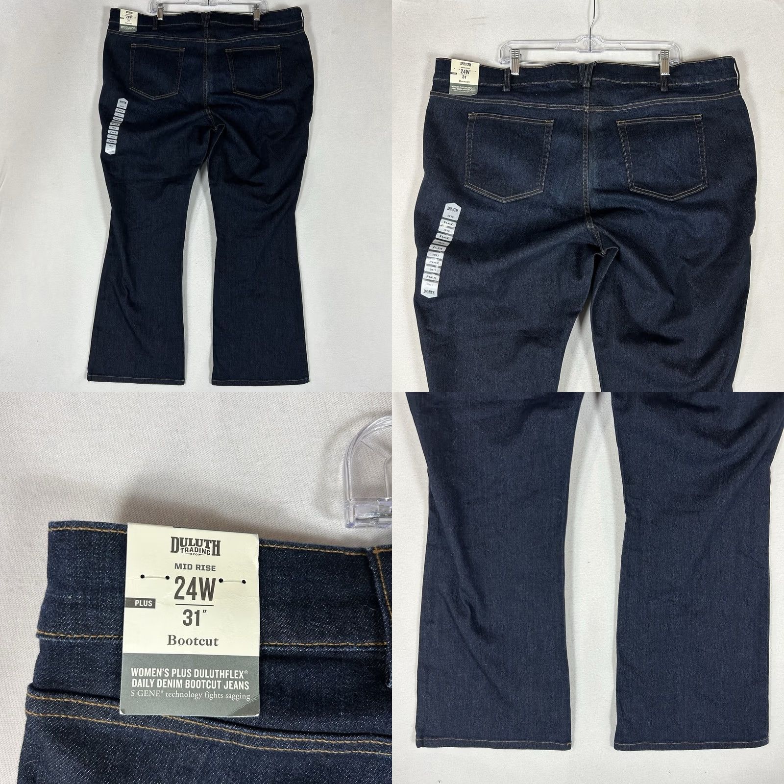 Denime Duluth Duluthflex Boot Cut Jeans Womens 24W x 31 Dark Blue Denim NWT Size 42" / US 20 - 8 Thumbnail