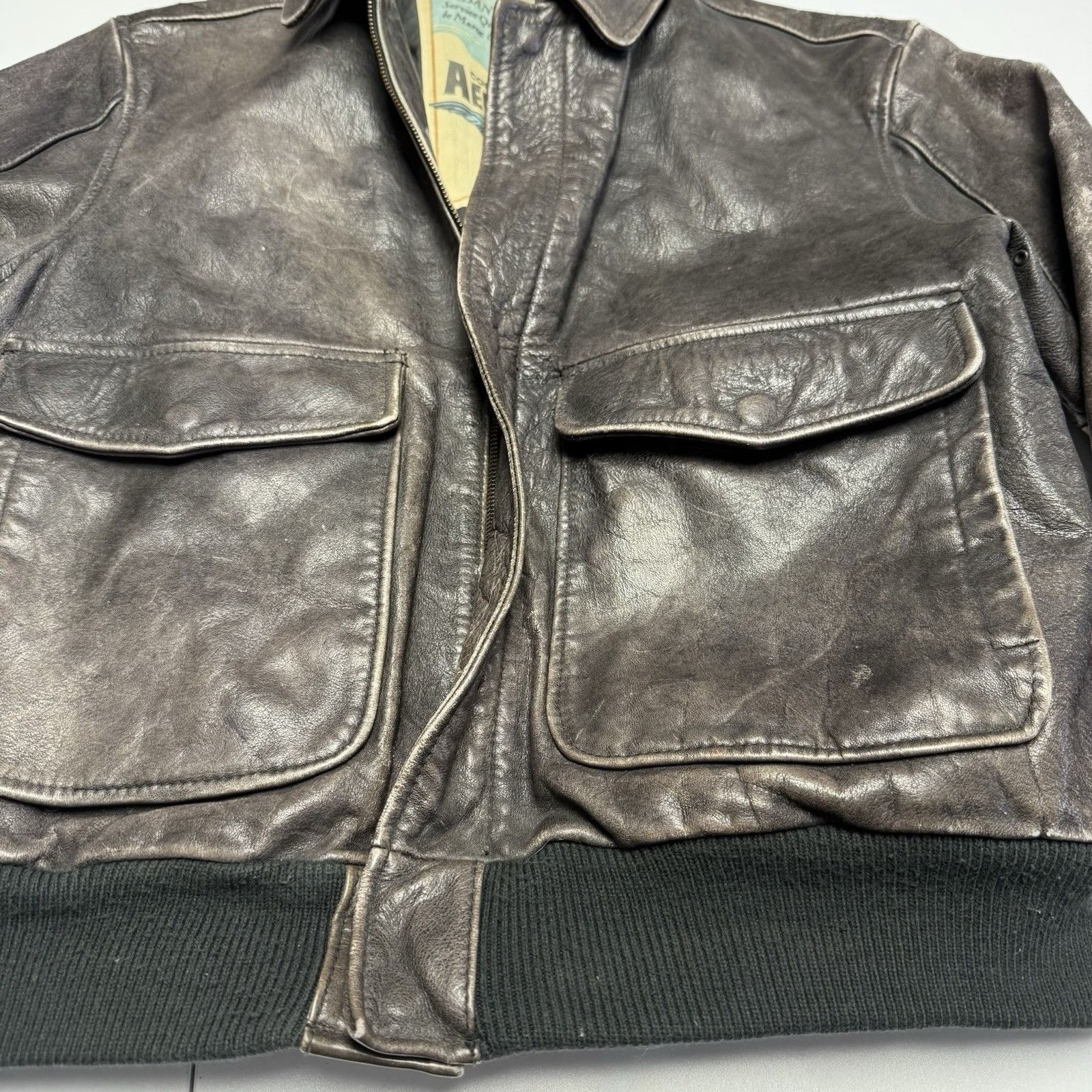 Aeropostale Vintage Aeropostale Jacket Men 40 Brown Leather Flight Compa Size US M / EU 48-50 / 2 - 3 Thumbnail