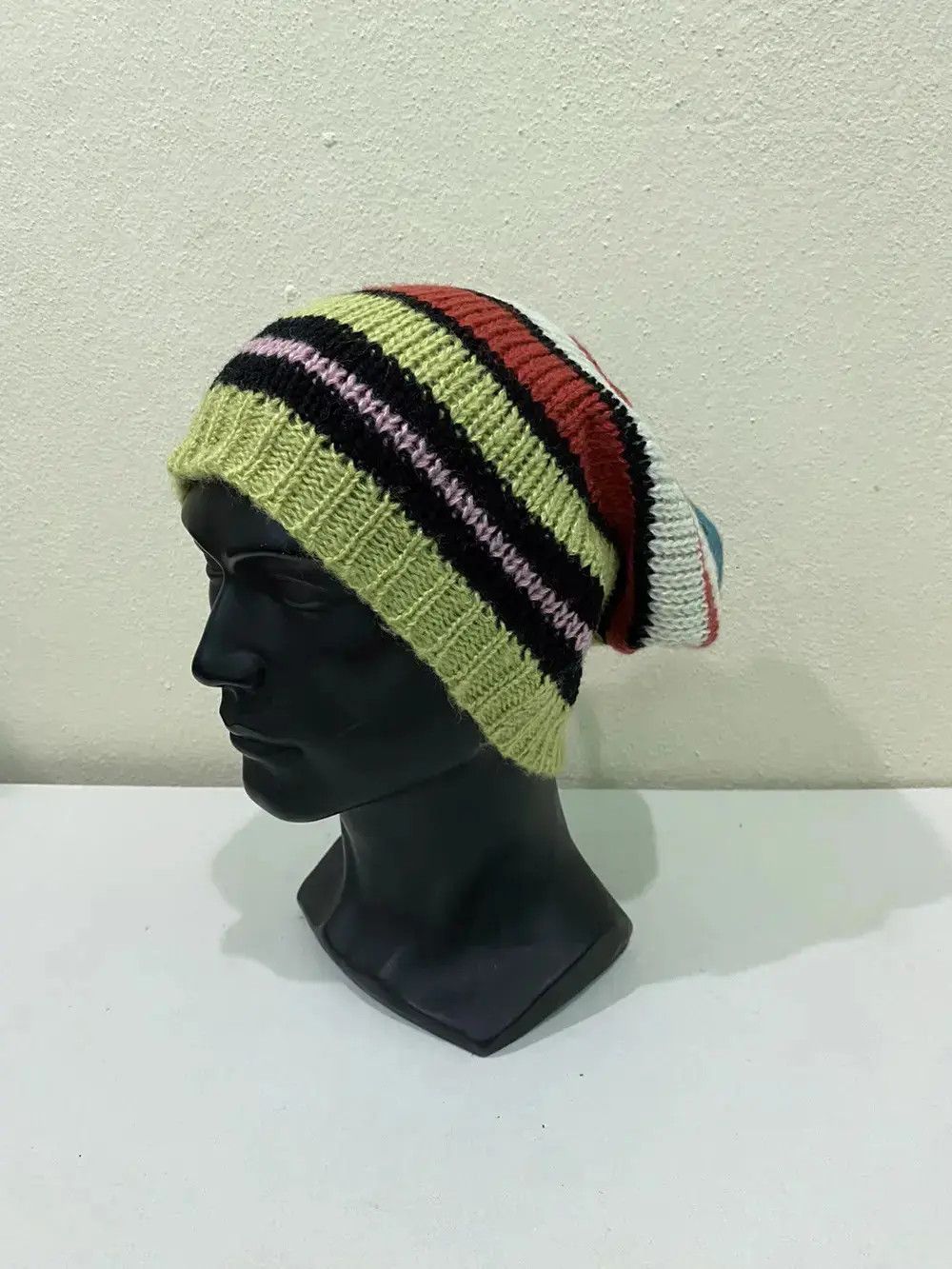 Japanese Brand × Kapital × Vintage Japanese Brand Jin And Co Stripe Design Knit Beanie Hat Size ONE SIZE - 2 Thumbnail