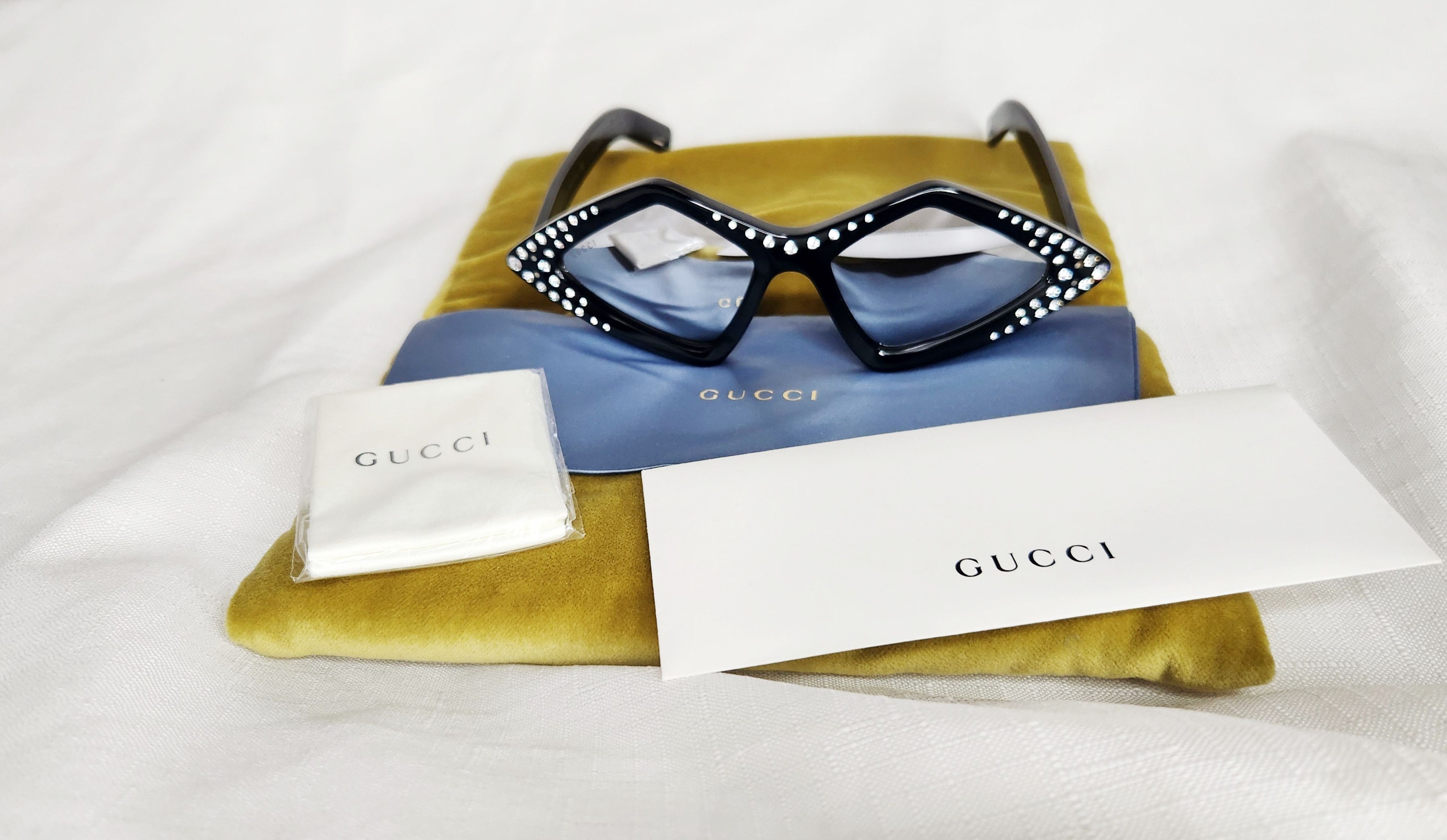 image of Gucci Hollywood Black Swarovski Crystal Sunglasses Gg0496S, Women's