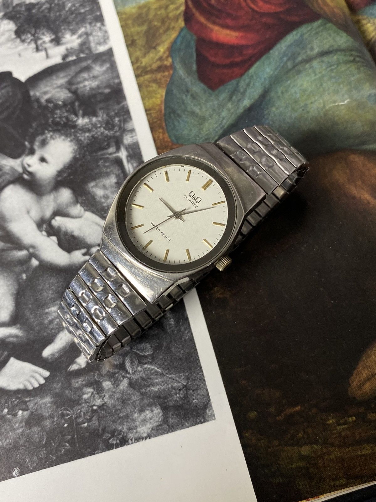 Japanese Brand Vintage Q&Q Quartz Watch Silver Tone Expansion Band Size ONE SIZE - 4 Thumbnail