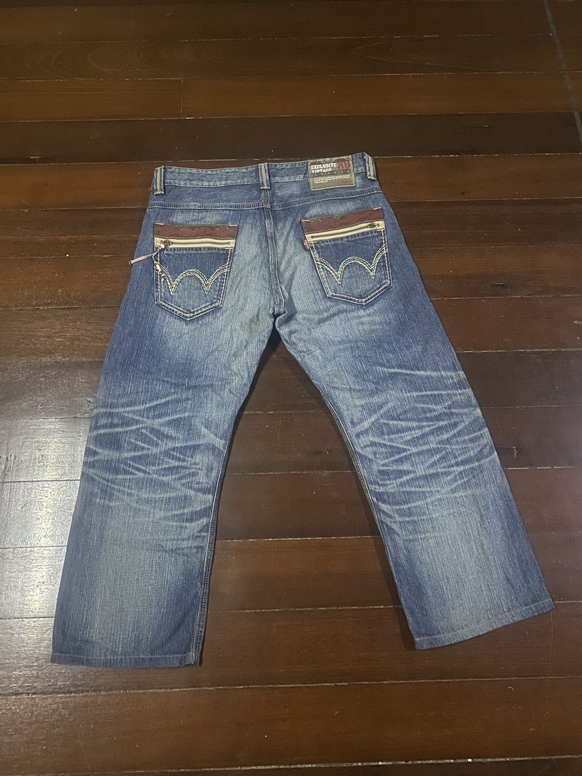 Ed Hardy × Edwin Fire design EDWIN exclusive vintage mud wash clawmark Size US 39 - 1 Thumbnail