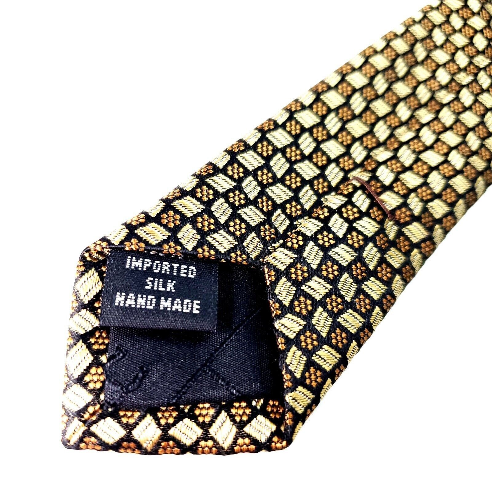 Kenneth Cole Kenneth Cole Silk Tie Yellow Woven Geometric Handmade Size ONE SIZE - 5 Thumbnail