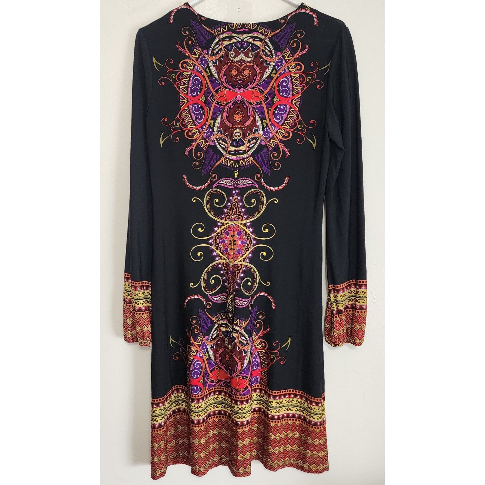 Other Emma & Michele Black Multicolor Paisley Shift Midi Dress Size M / US 6-8 / IT 42-44 - 2 Thumbnail