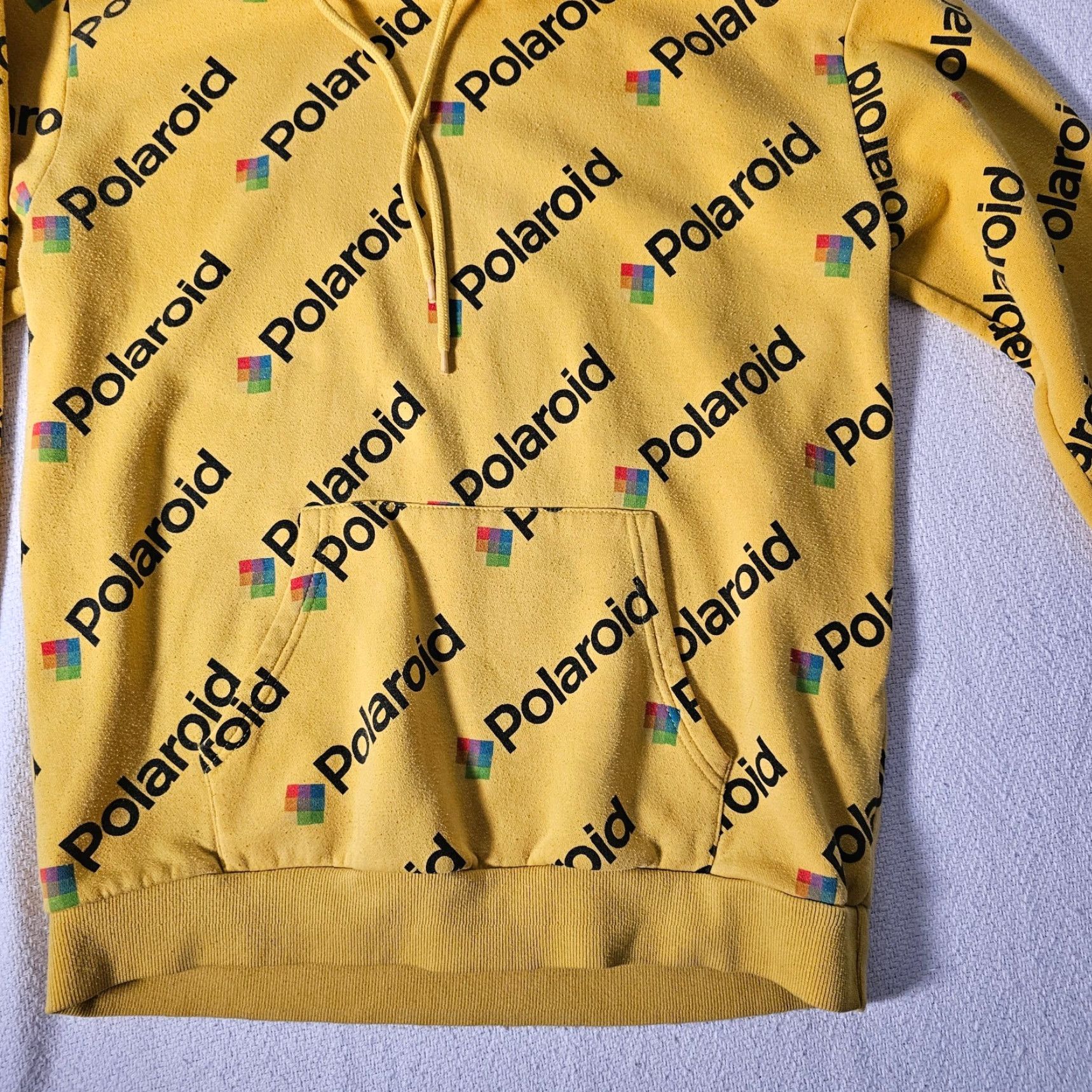 Polaroid Polaroid Classic Logo Hoodie Sweatshirt Pullover Drawstring Yellow Large Mens Regular Cotton Blend Cotton/Poly Logo Size US L / EU 52-54 / 3 - 3 Thumbnail