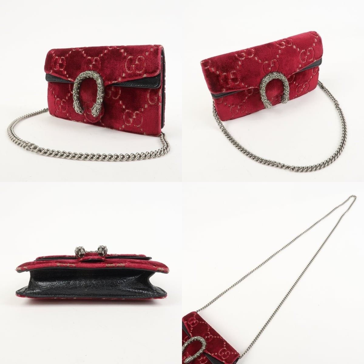 Gucci Gucci Dionysus Super Mini Velvet Flap Bag Red Size ONE SIZE - 3 Thumbnail