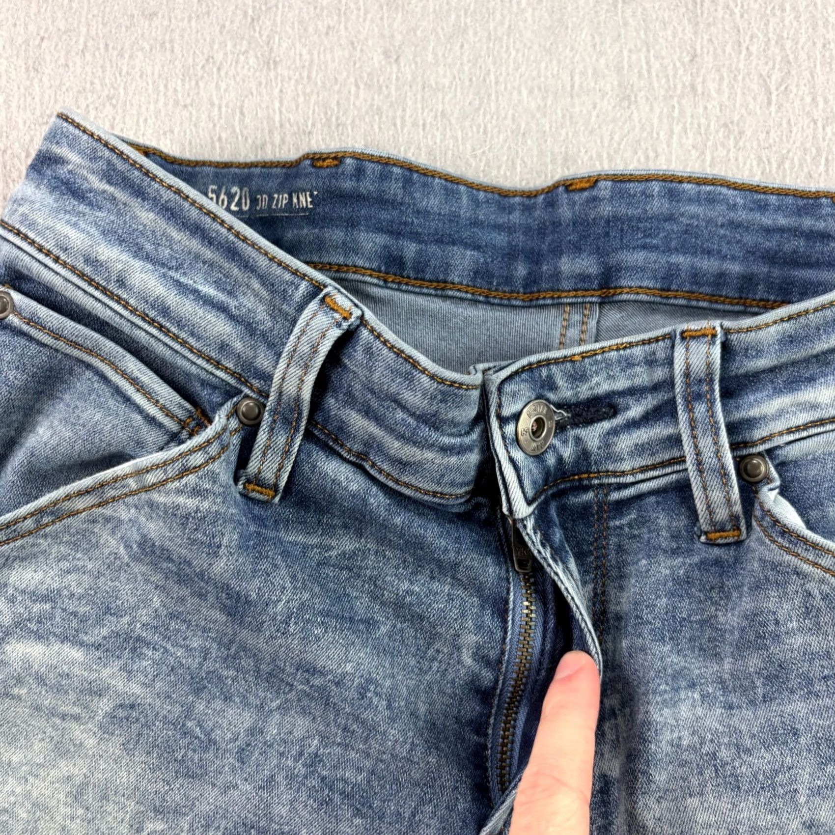 G-Star G Star Raw Jeans Slim 29x29 Blue Denim Hip Hop 3D Zip Knee Skinny Fit Mens Jeans Size US 29 - 3 Thumbnail