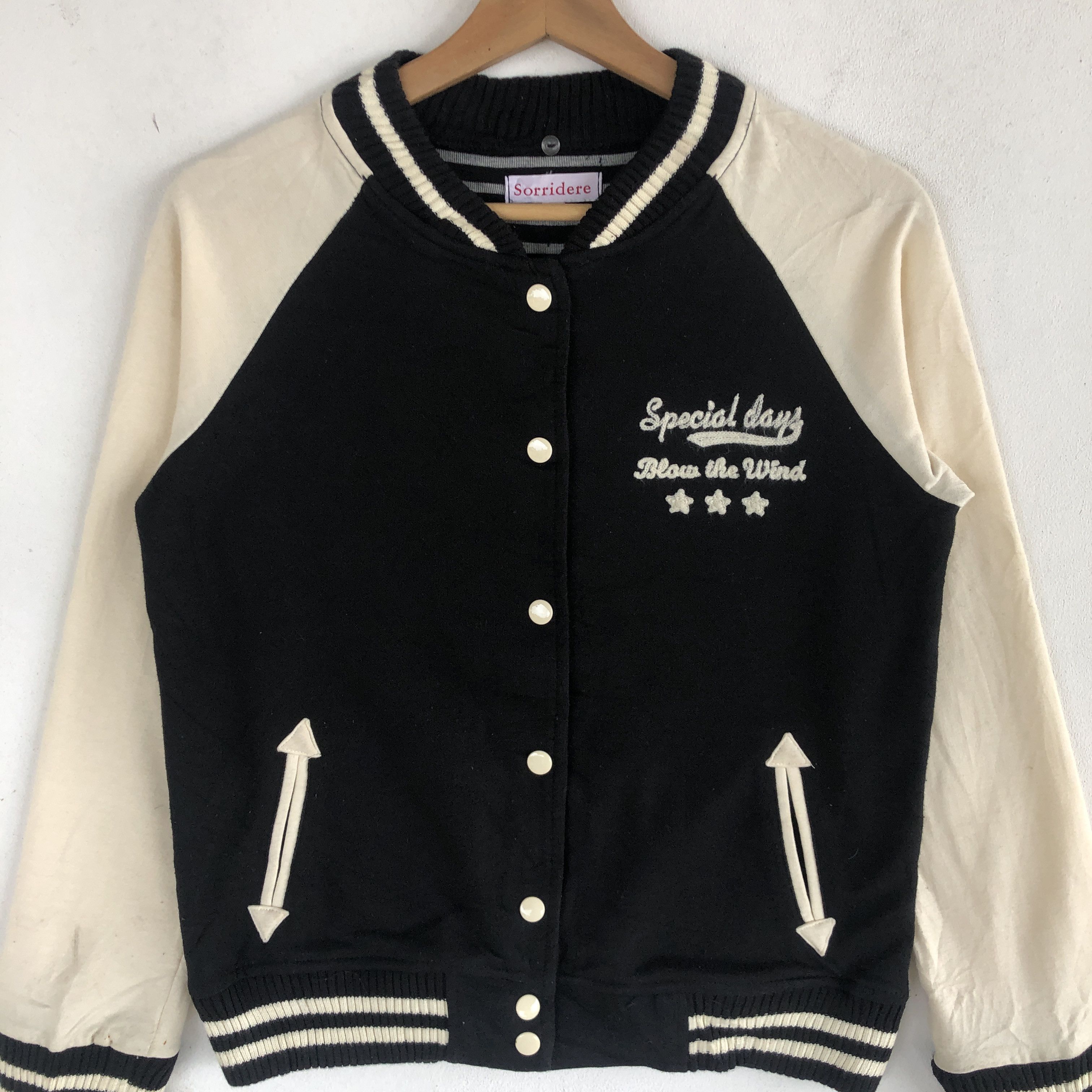 Japanese Brand × Vintage Y2K Japanese Harajuku Varsity Sweater Button Up Sweatshirt Size S / US 4 / IT 40 - 3 Thumbnail