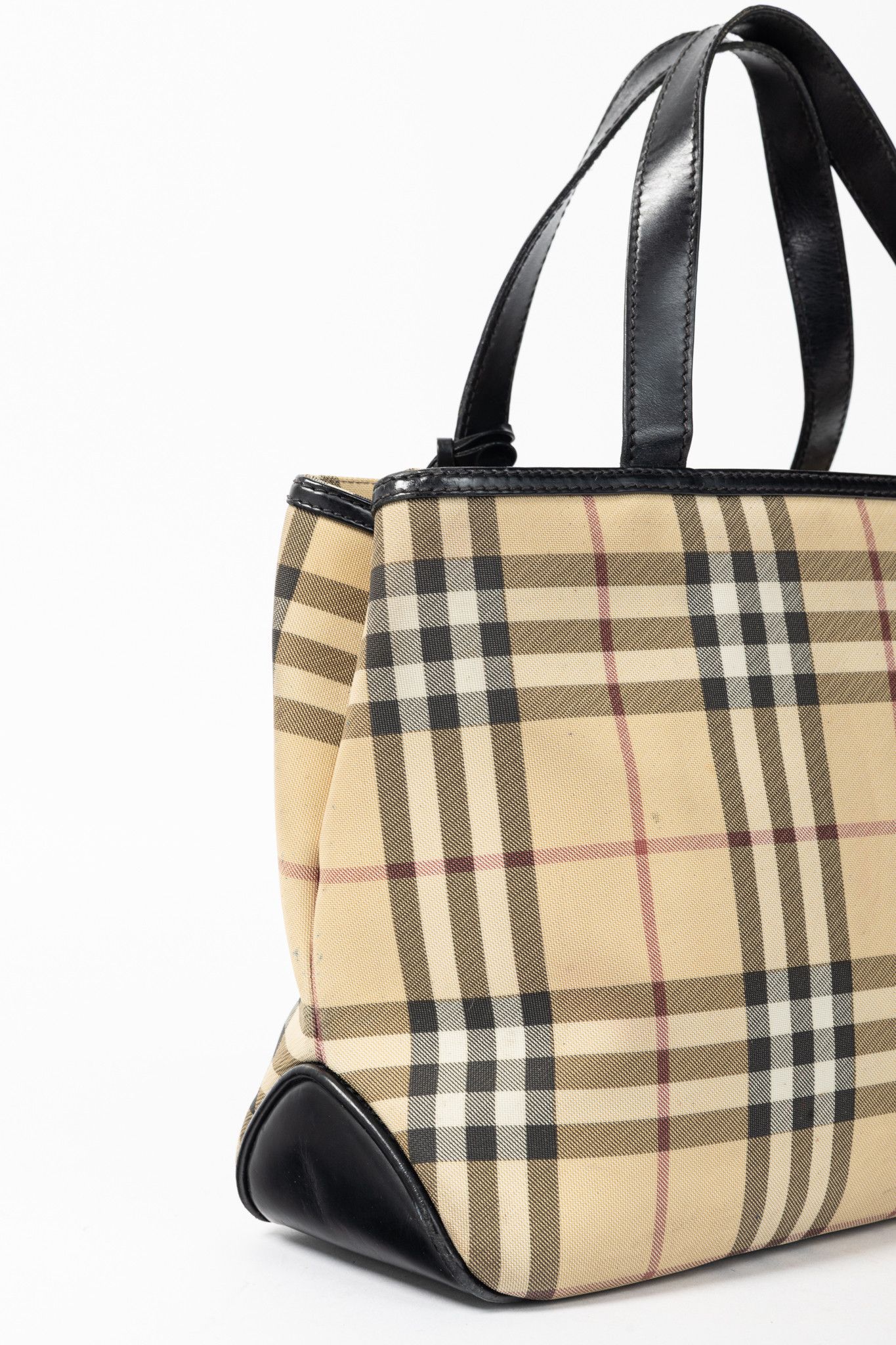 Burberry Burberry House-Check Canvas Leather-Trim Tote Size ONE SIZE - 7 Thumbnail