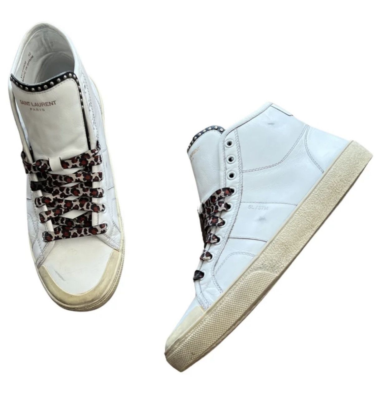 Pre-owned Saint Laurent Paris X Yves Saint Laurent Leather High Trainers Shoes
