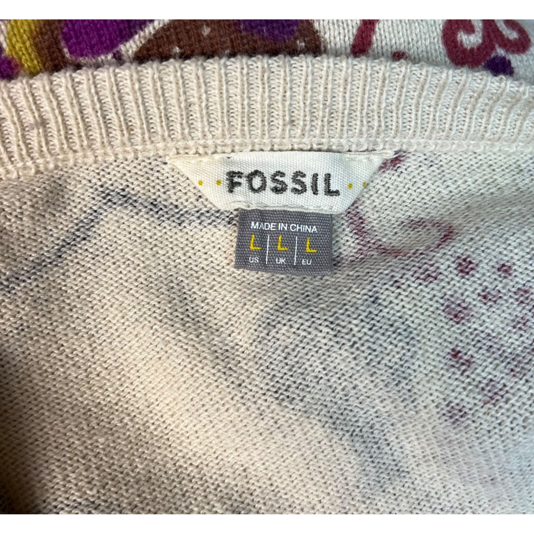 Fossil Fossil Women's Floral Cardigan Sweater Lightweight Crew-Neck Size L / US 10 / IT 46 - 6 Thumbnail