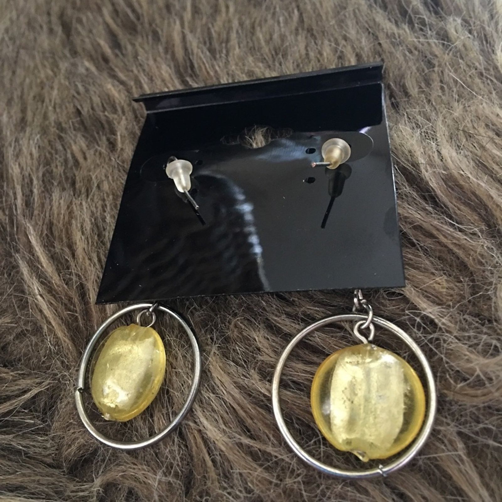 Jewelry Silver tone yellow glass rhinestone dangle earring Size ONE SIZE - 3 Thumbnail