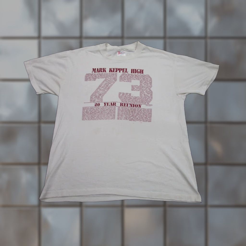 Hanes VINTAGE Hanes T-Shirt Shirt Mens L White Graphic Print 70s 80s 90s Baseball-Crew Neck 1973 Mock Hole Left Shoulder Size US L / EU 52-54 / 3 - 1 Thumbnail