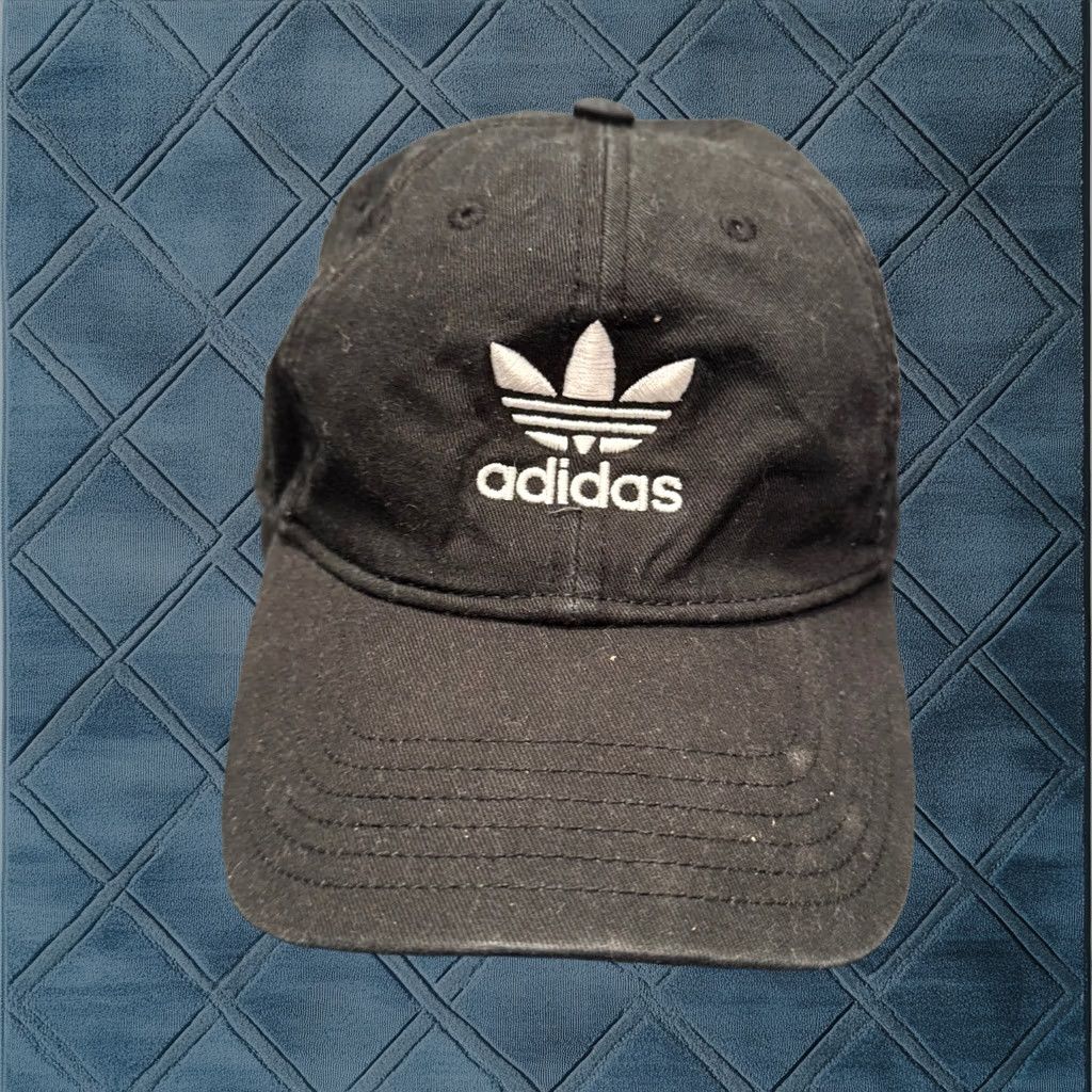 Adidas Hat Cap Black Cotton Trefoil Logo Adjustable Strapback Sport Osfm Men, Men's