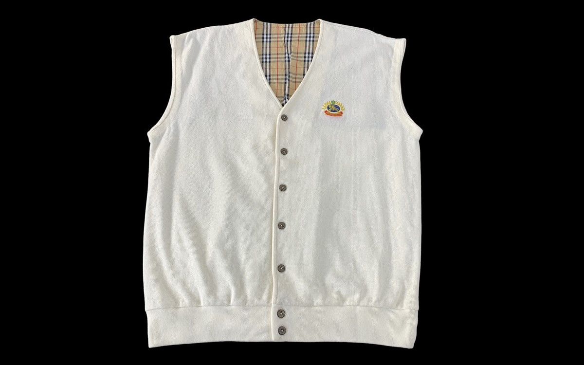 Burberry 90s Burberrys Of London Plaid Checked Monogram Vest Knitted Size US XL / EU 56 / 4 - 1 Thumbnail