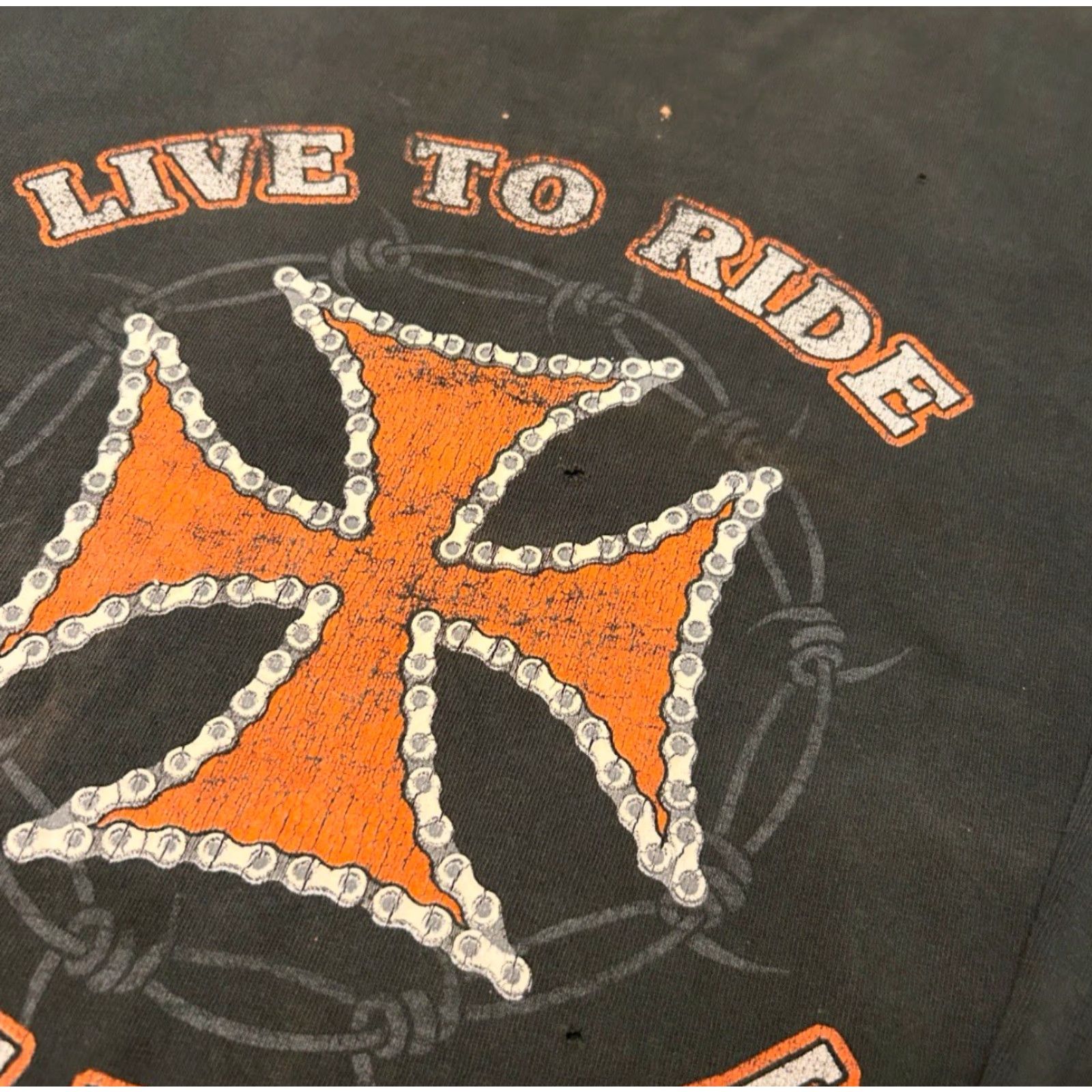 Olive VINTAGE Y2K Biker Live To Ride Choppers Distressed Tie Dye Long Sleeve Shirt XL Size US XL / EU 56 / 4 - 5 Thumbnail