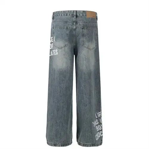 Jean American street hip-hop trend loose letter print jeans Size US 32 / EU 48 - 3 Thumbnail