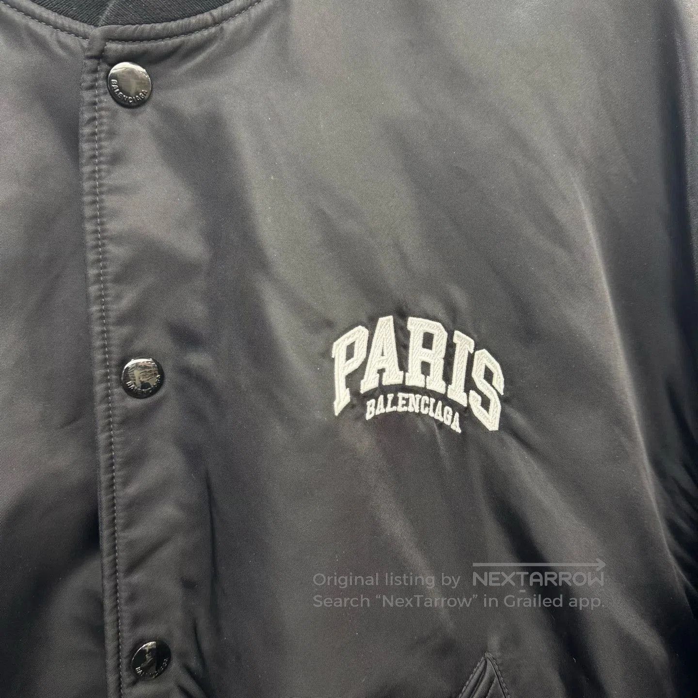 Balenciaga Balenciaga Paris Embroidered Black Bomber Jacket. Size XS / US 0-2 / IT 36-38 - 2 Thumbnail