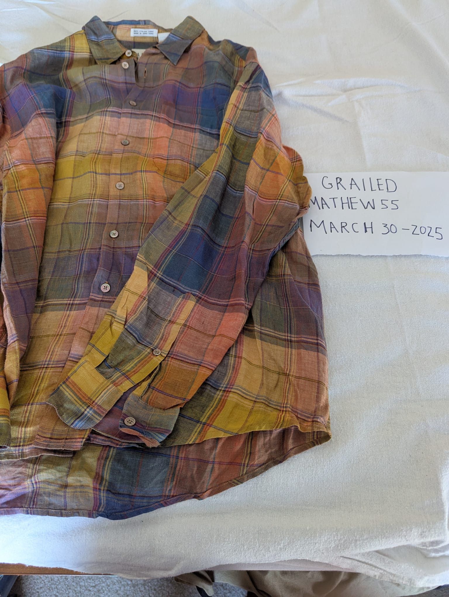 Saks Fifth Avenue 100% linen mix color shirt Size US L / EU 52-54 / 3 - 1 Thumbnail