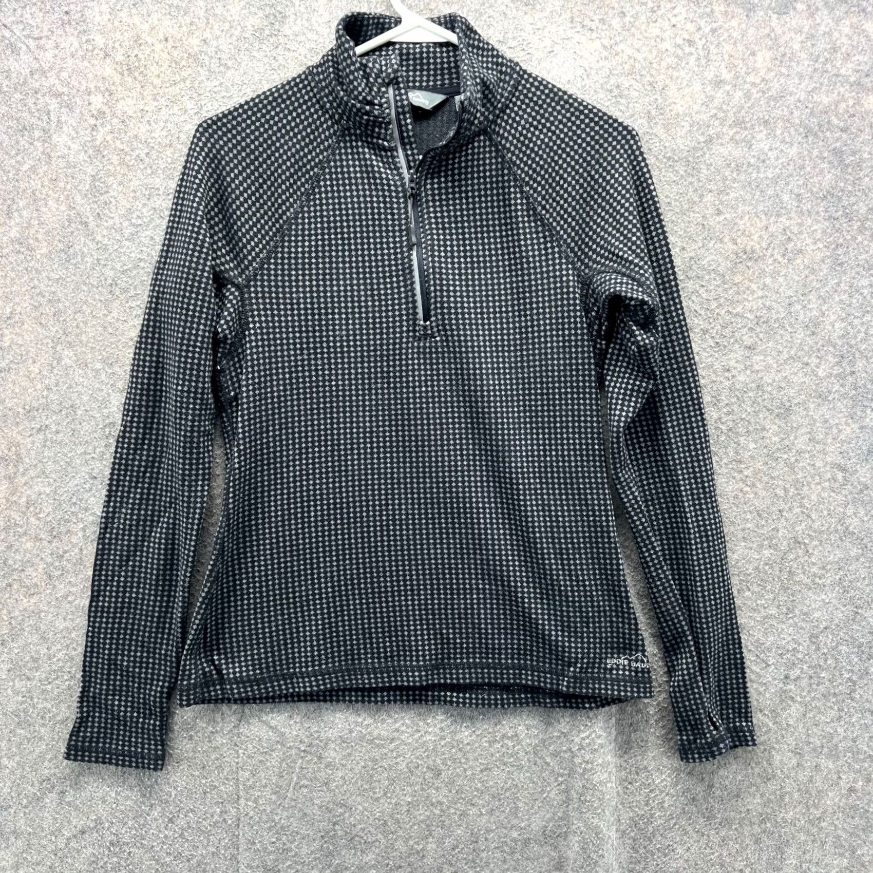 Eddie Bauer VINTAGE: Eddie Bauer Sweatshirt Women Small Black Grid Fleece Half Zip Pullover Patterned Size S / US 4 / IT 40 - 2 Thumbnail