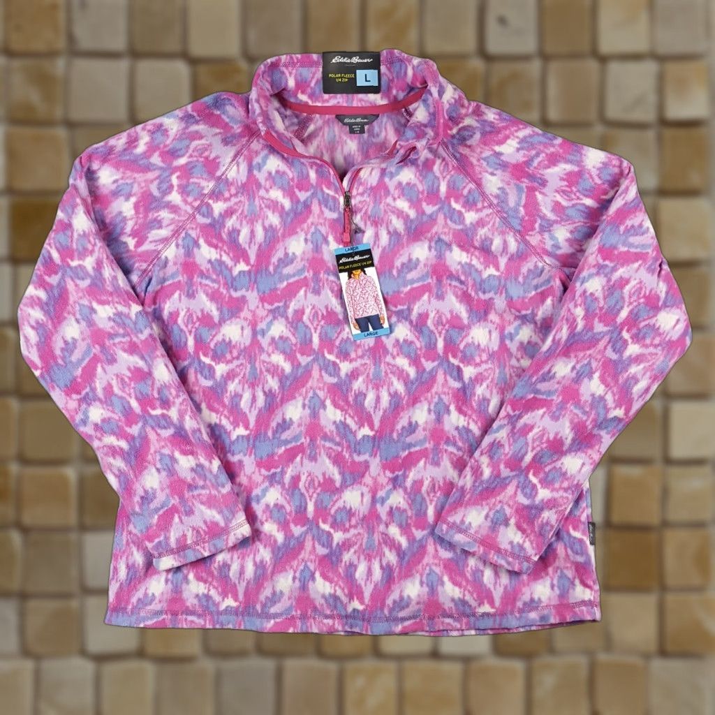 Eddie Bauer Eddie Bauer Sweatshirt 1/4 Zip Fuzzy Fleece Sherpa Adult Womens Large Pink Outdoor College Size L / US 10 / IT 46 - 1 Thumbnail