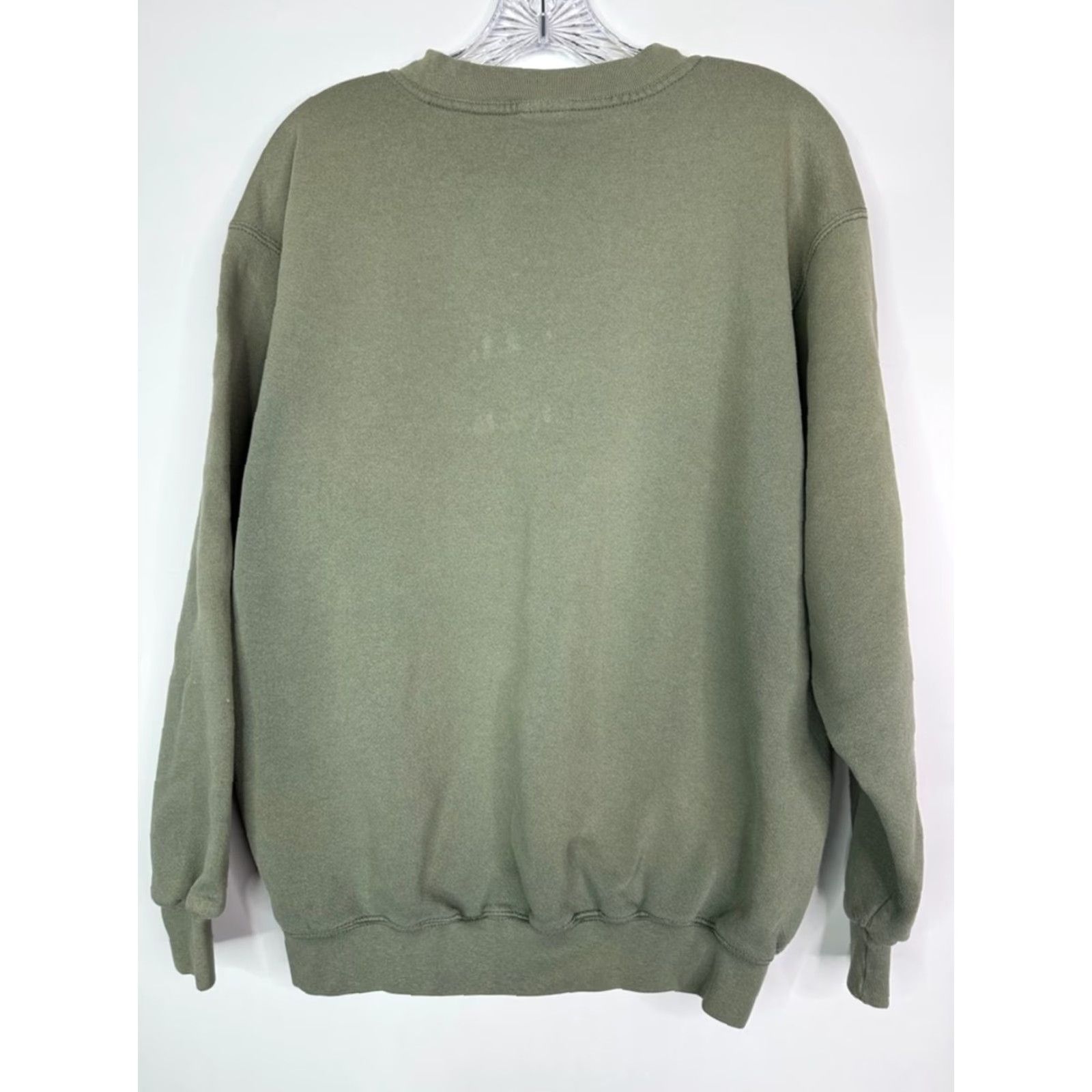 Nike VINTAGE Nike Center Fuzzy Spellout Olive Green Crew Sweatshirt Hoodie Mens M Size US M / EU 48-50 / 2 - 2 Thumbnail