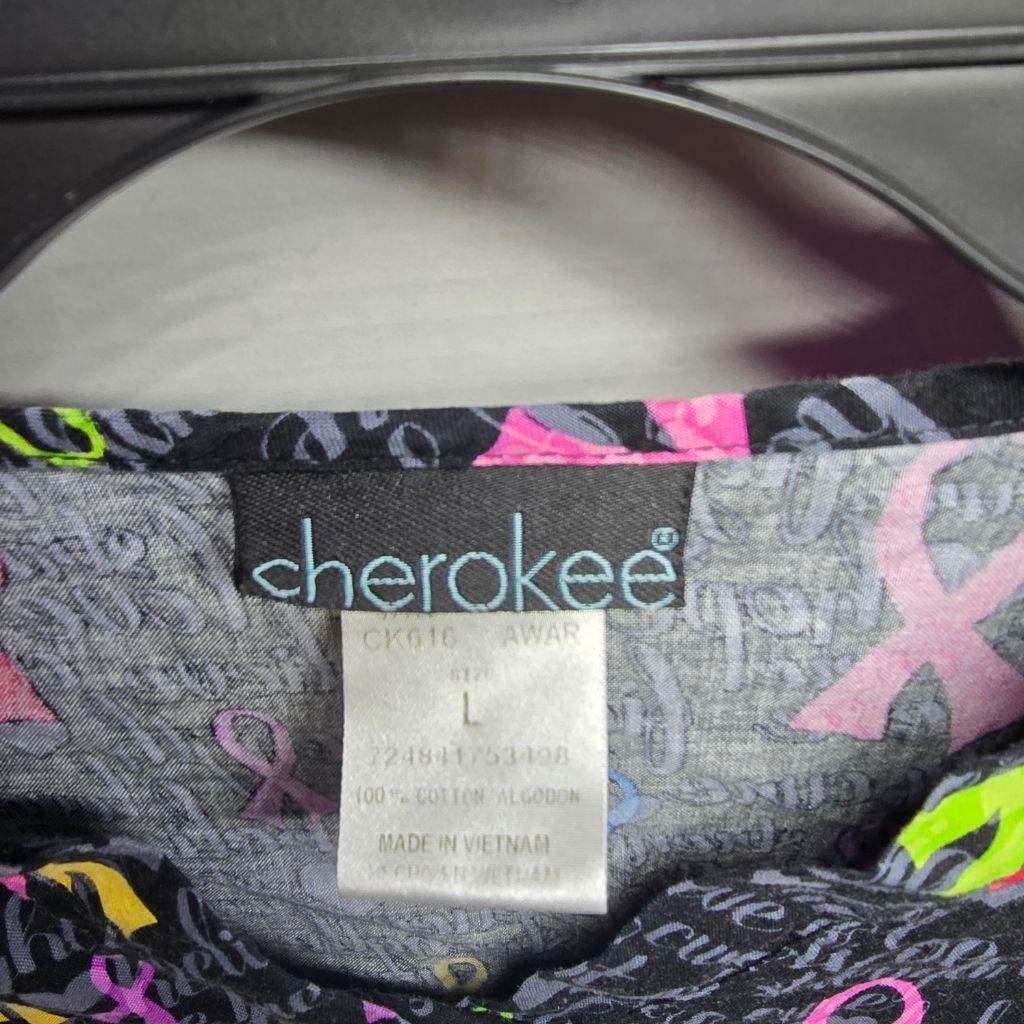 Cherokee Women's Cherokee Black Multi-color Ribbon Short Sleeve Tee L Size L / US 10 / IT 46 - 5 Thumbnail