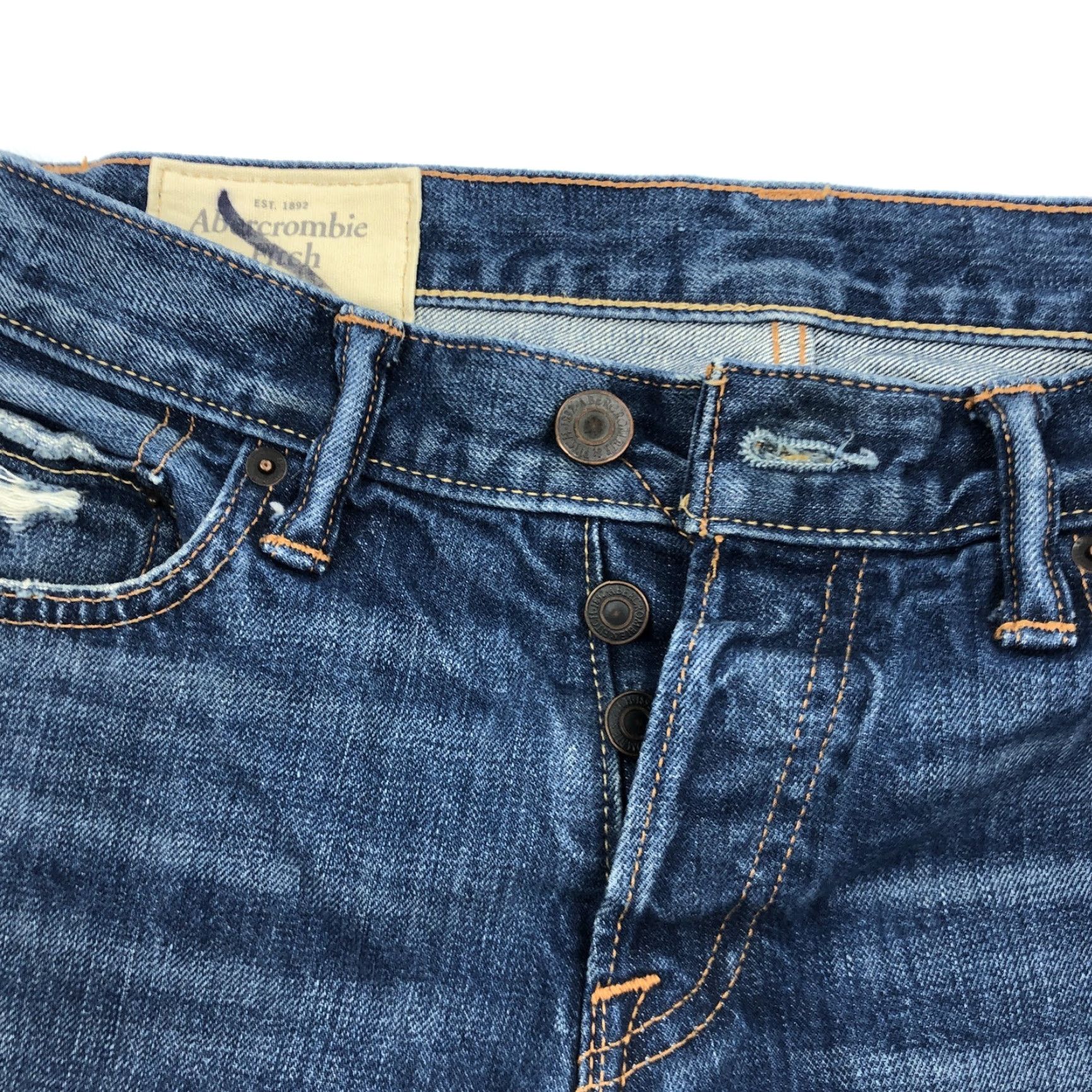 Abercrombie & Fitch Abercrombie & Fitch The AF Skinny Jeans Distressed Button Fly W31 L32 Women's Denim Blue 5-Pocket Pocket Rise Mid Regular Size 24" / US 00 / IT 34 - 5 Thumbnail