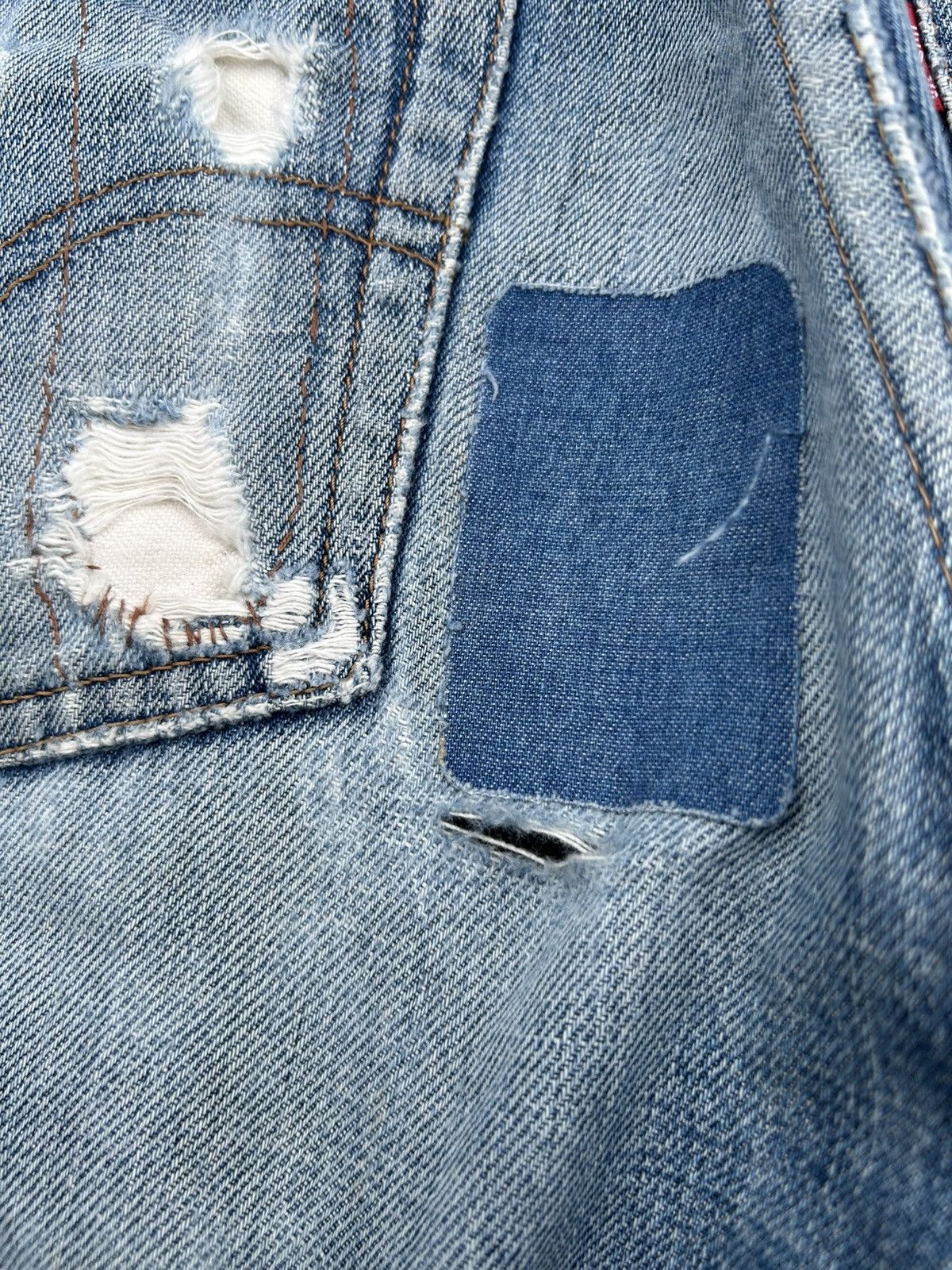 Kapital Thrashed Vintage Levis big E Selvedge Repair Denim jeans Size US 30 / EU 46 - 18 Thumbnail