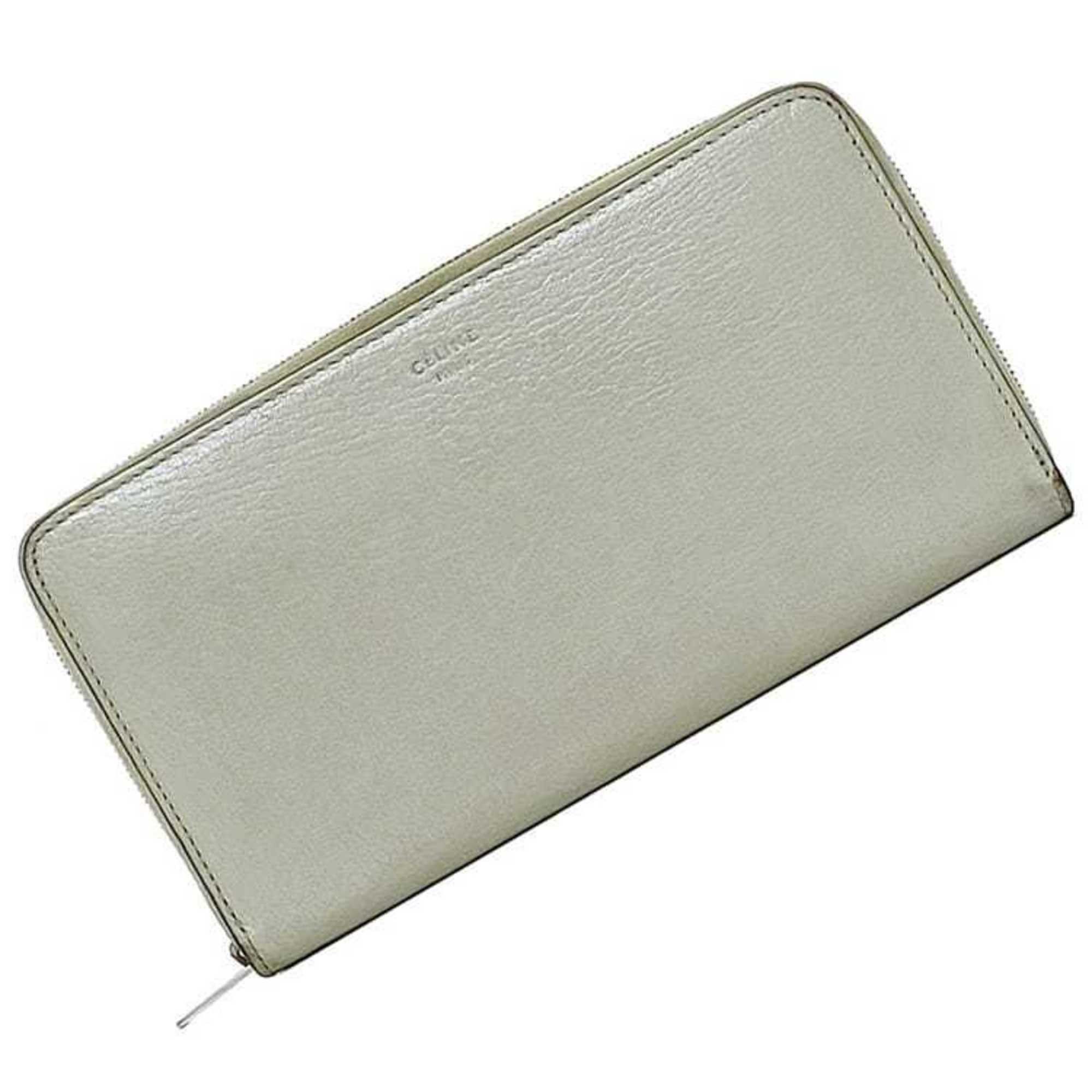 Celine Zip Wallet Celine Logo Leather Zippered Wallet Beige
