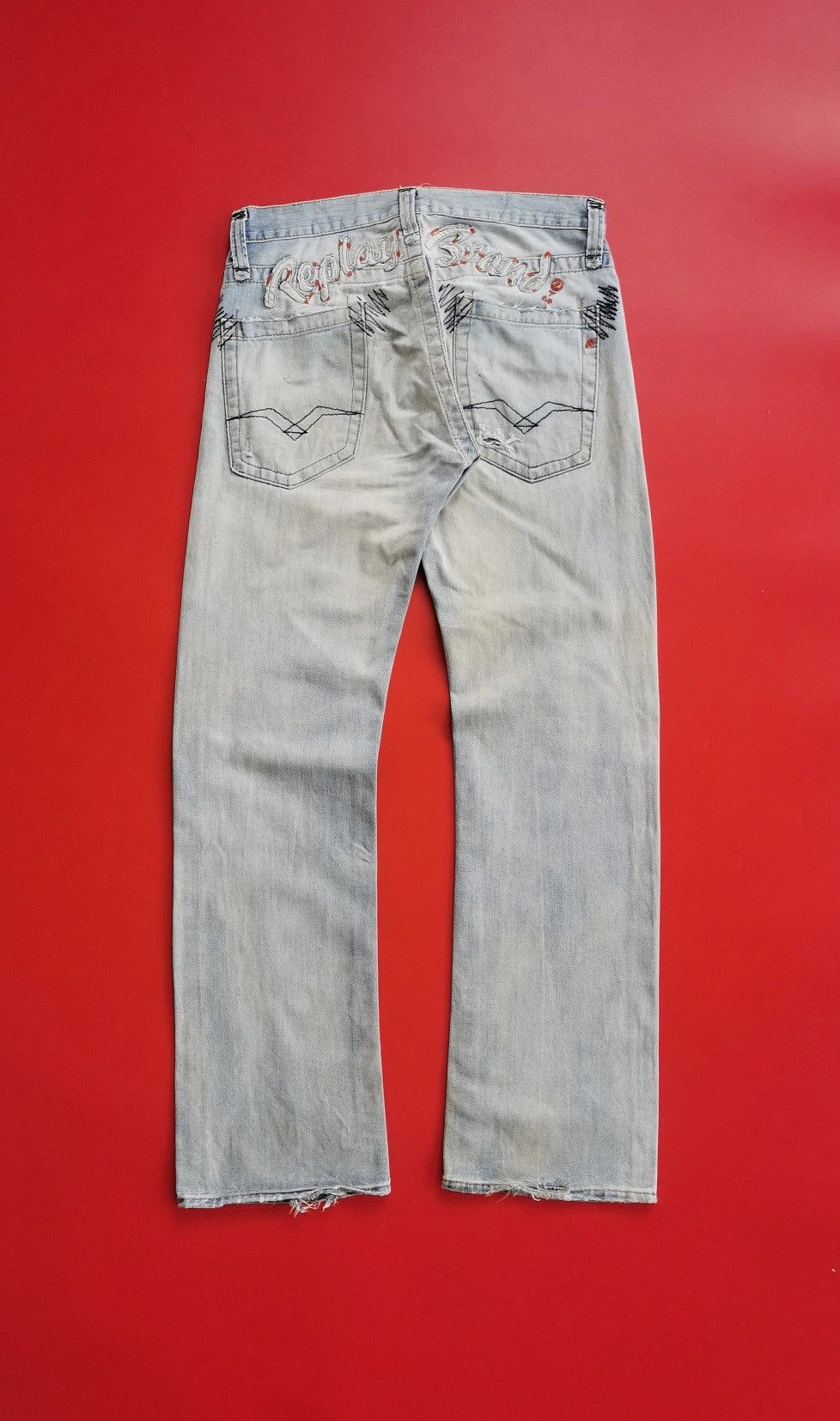 Replay Thrashed Vintage Replay Distressed Embroidery Jeans Size US 32 / EU 48 - 5 Thumbnail